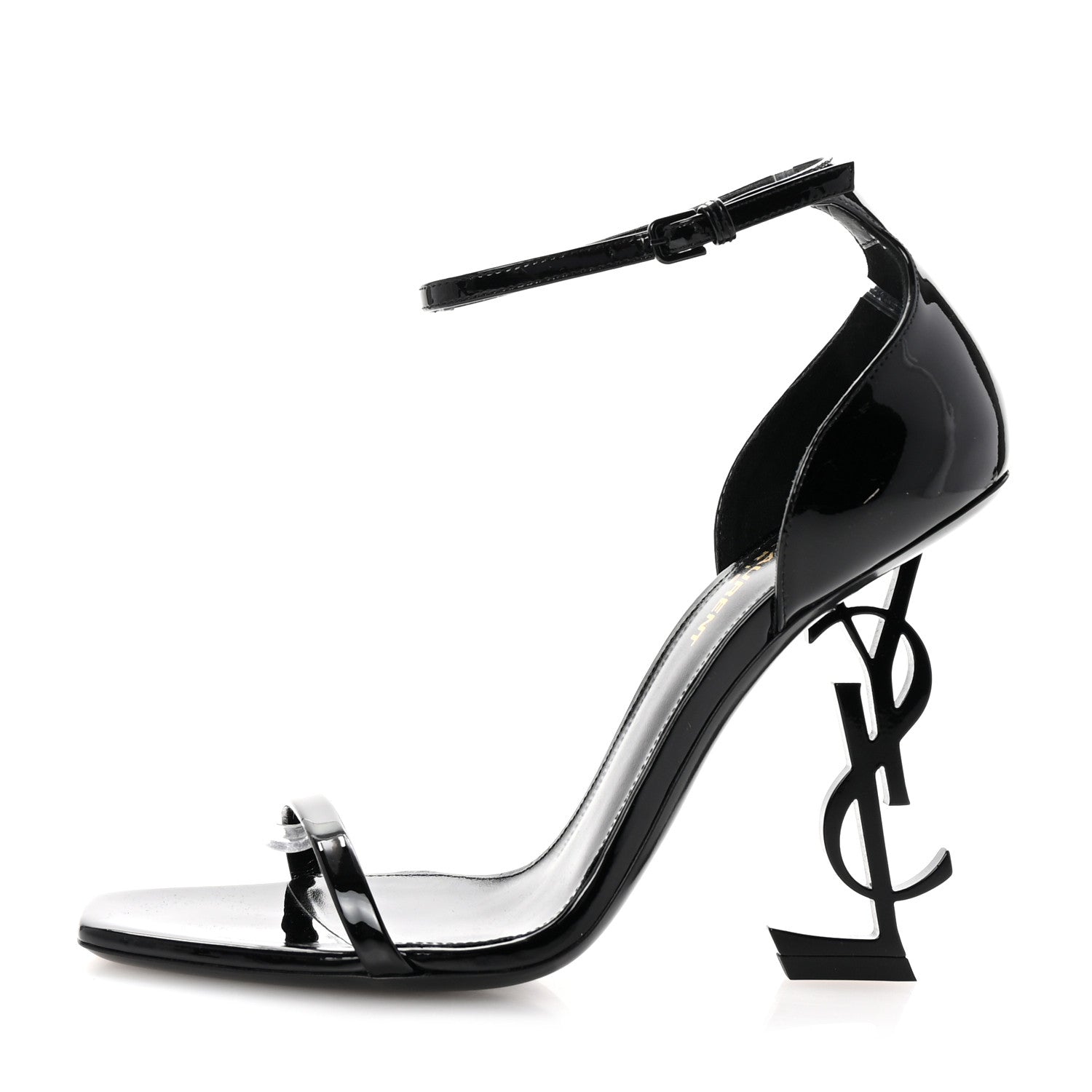 Saint Laurent Patent Calfskin Opyum 110 Sandals 38.5 Black 1 of 9