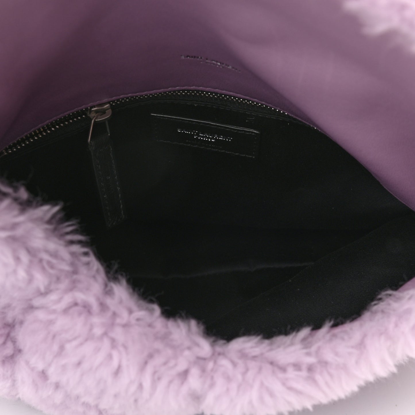 Merino Shearling Lambskin Quilted Small Loulou Puffer Monogram Chain Satchel Lila