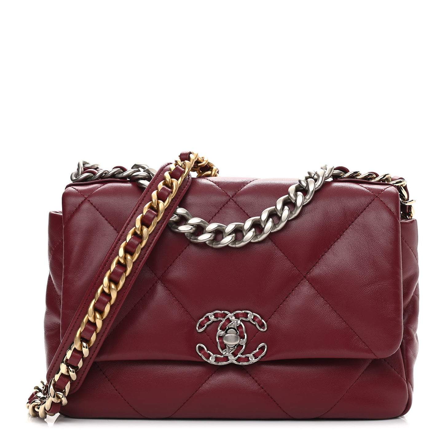 Goatskin Quilted Medium Chanel 19 Flap Dark Red