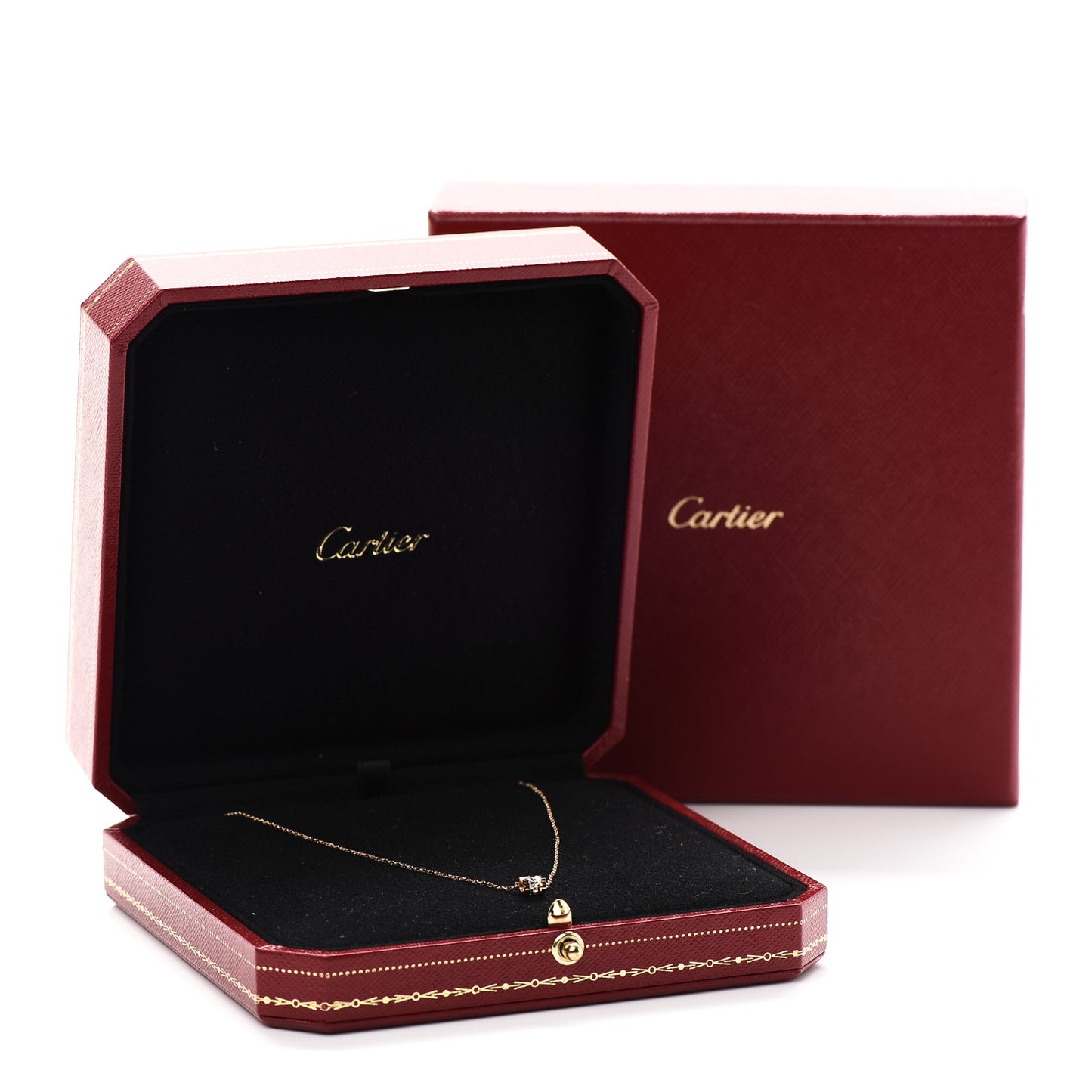 18K Pink Gold Diamond .30ct C De Cartier Pendant Necklace