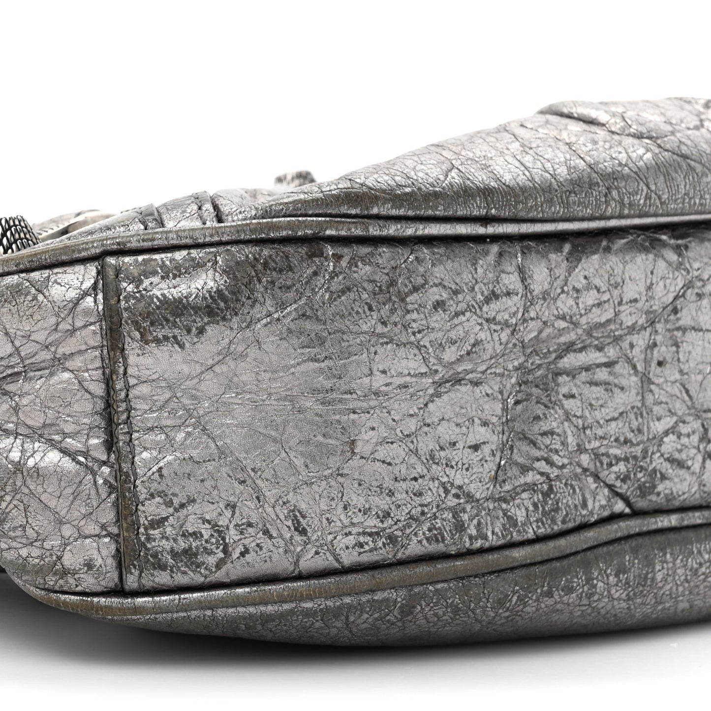 Metallic Agneau Arena Le Cagole Shoulder Bag XS Silver