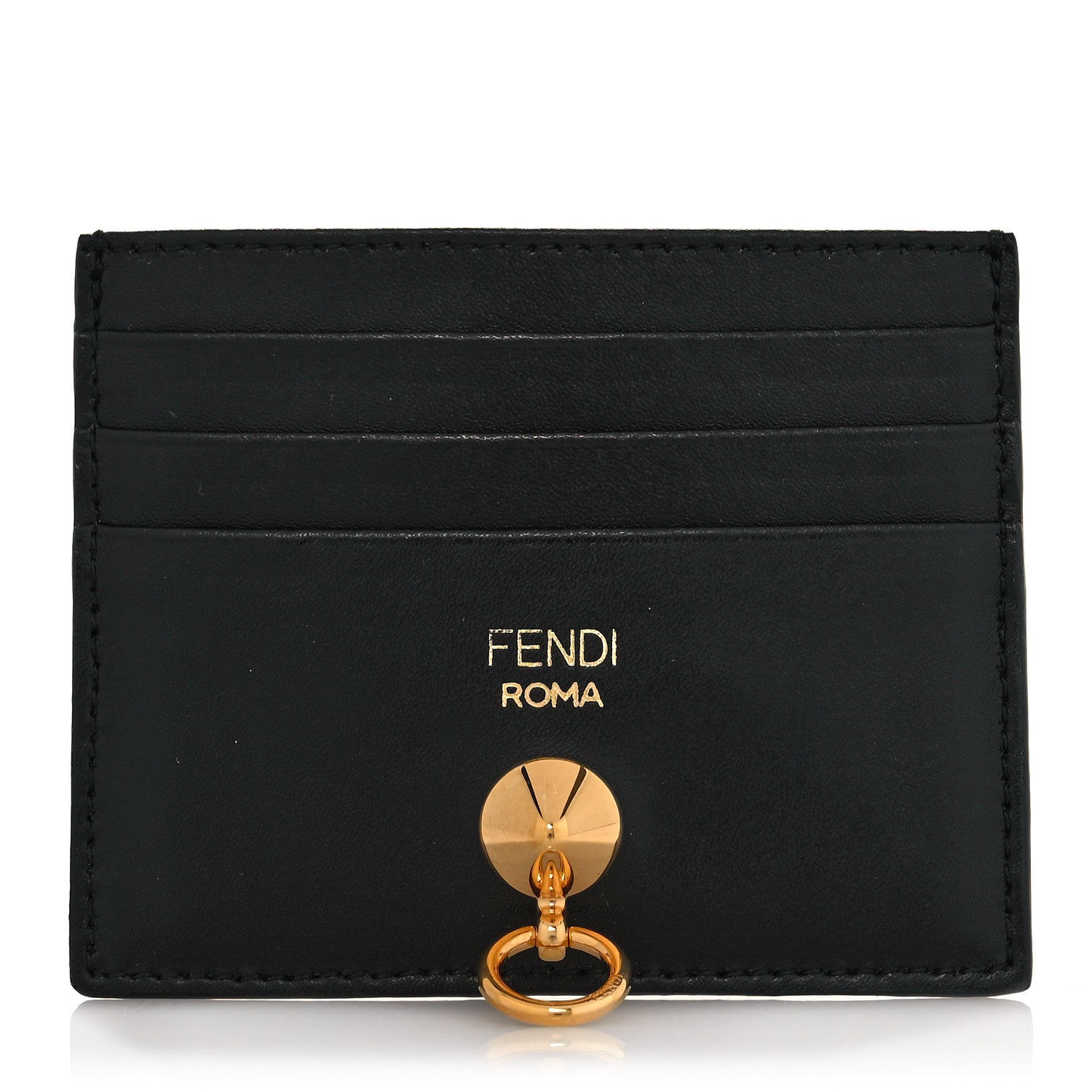 Fendi Vitello Liberty Century Lucido By The Way Card Holder Black