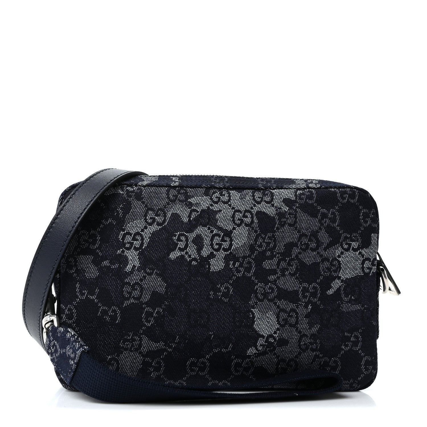 Gucci Denim GG Monogram Camouflage Small Crossbody Bag Blue