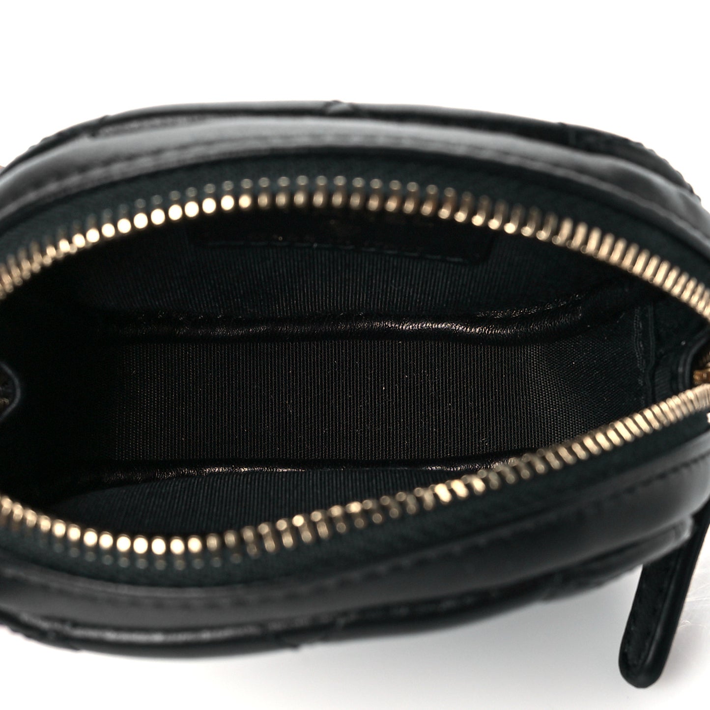 Lambskin Enamel Quilted Zip Around Classic Coin Purse Black