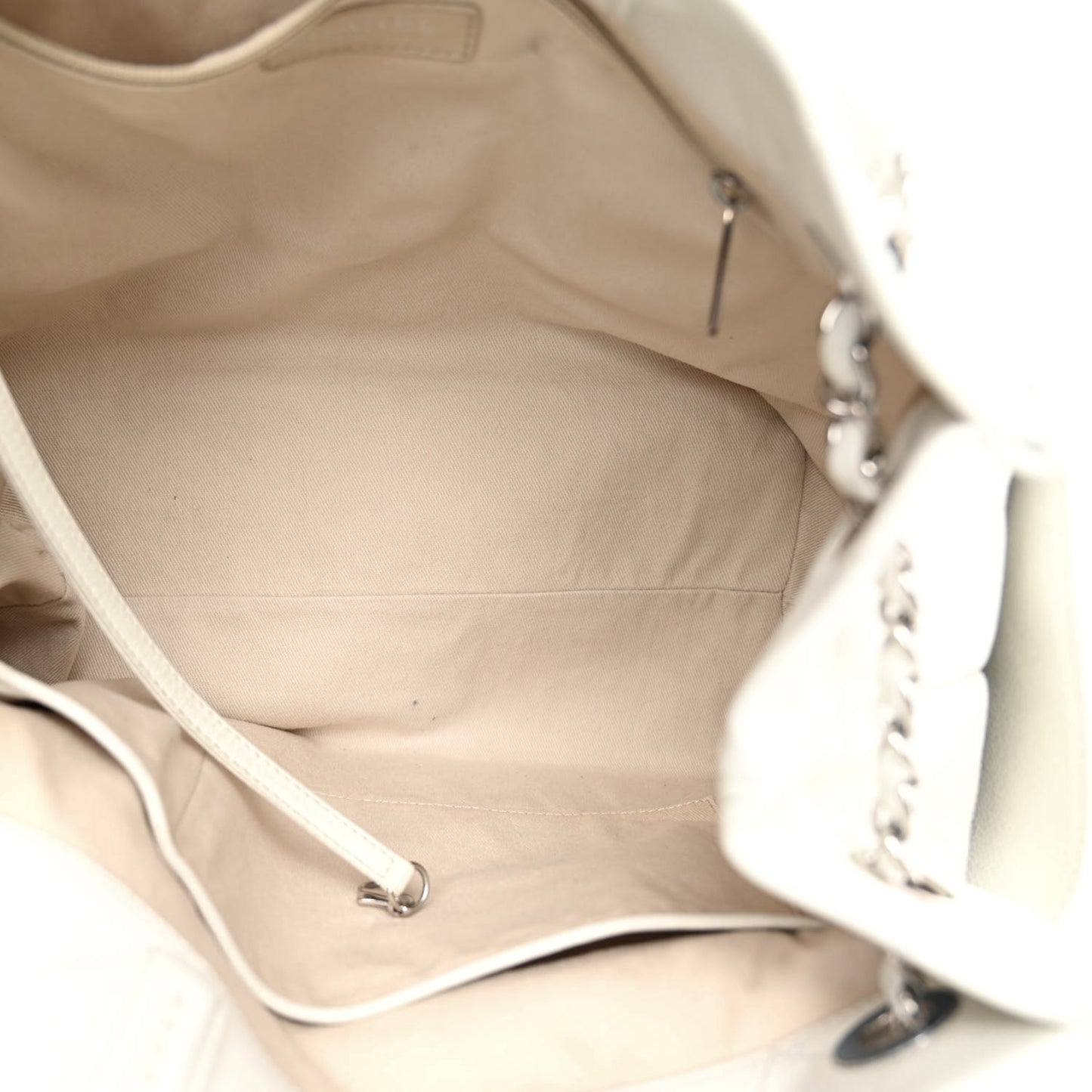Grained Calfskin CC Pocket Tote White