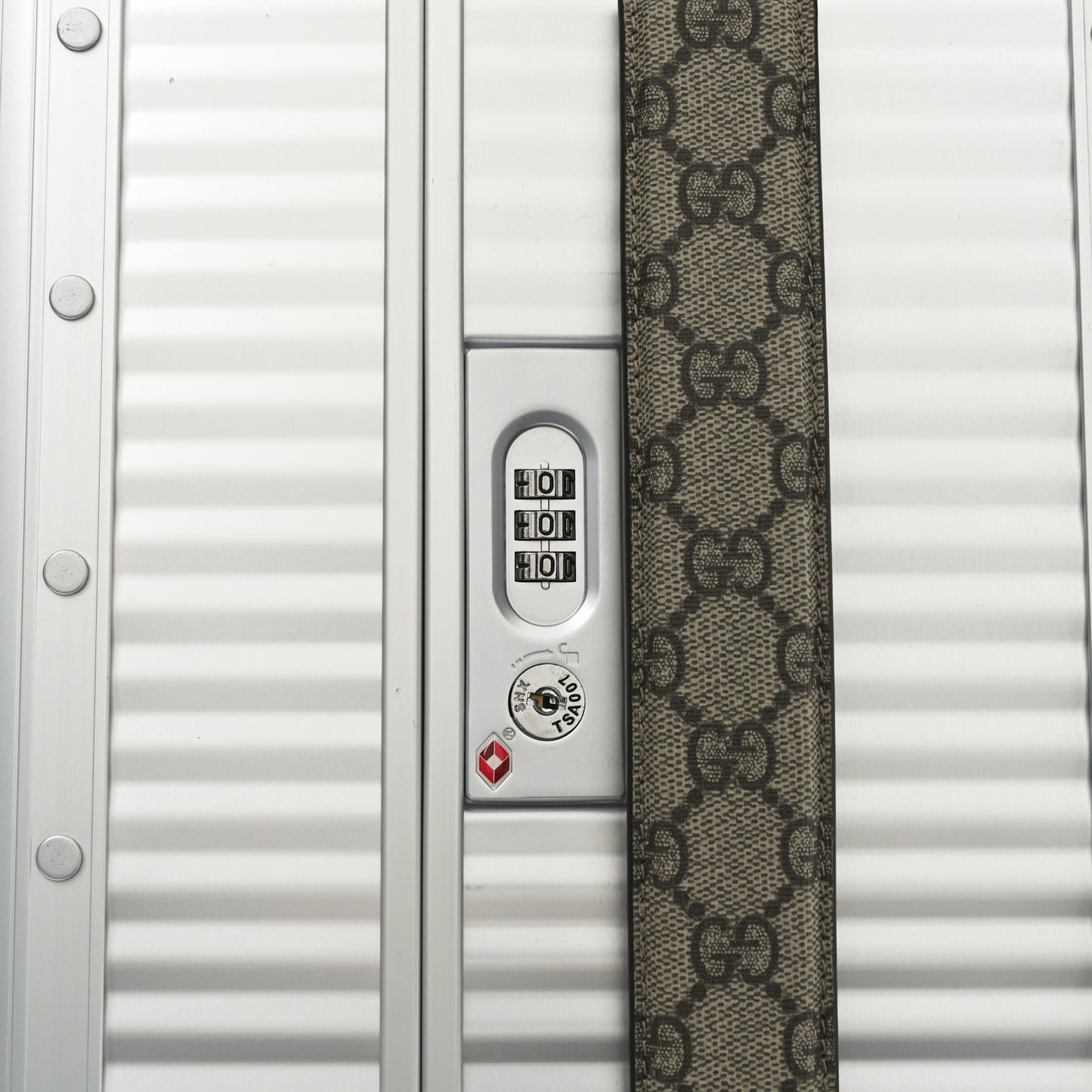 GG Supreme Monogram Aluminium Porter Medium Trolley Suitcase Silver
