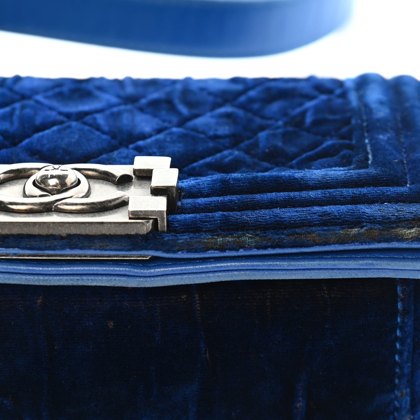 Velvet Quilted Small Boy Flap Blue