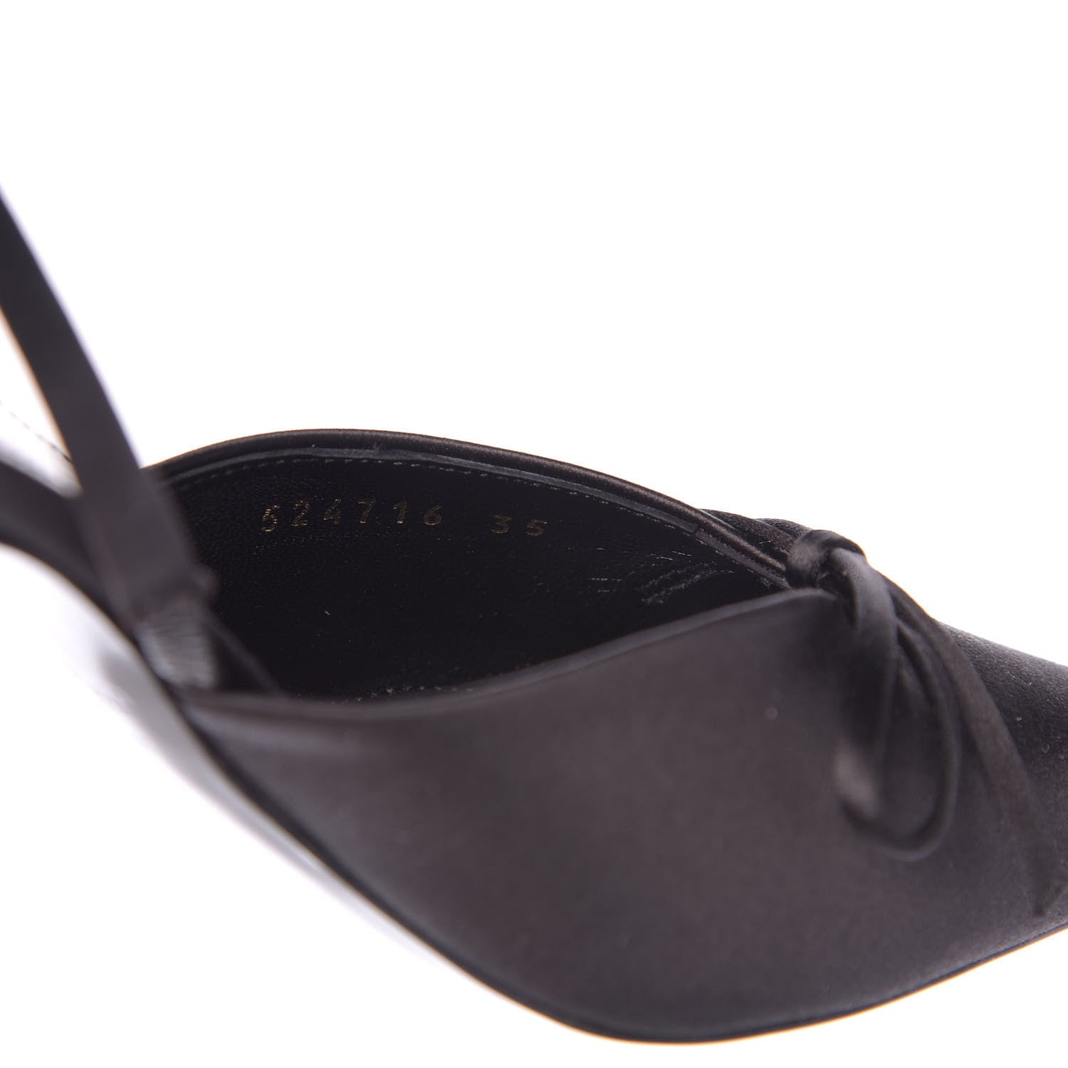 Balenciaga Satin Pointed Toe Knife Slingback Mules 35 Black 7 of 9