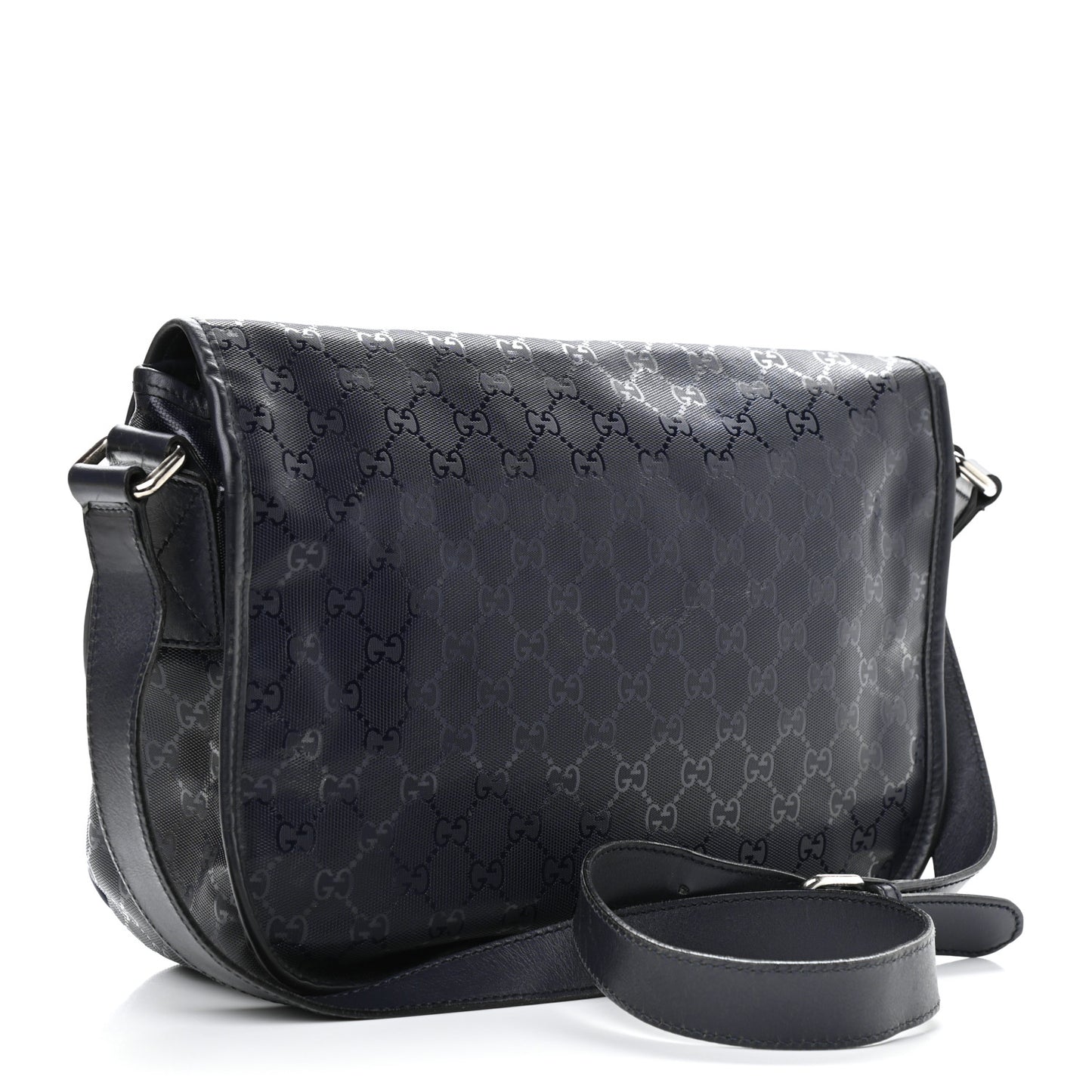 Imprime Monogram Medium Double Buckle Flap Messenger Bag Navy