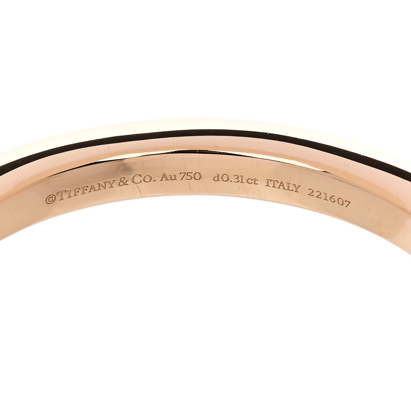 18K Rose Gold Diamond Tiffany Lock Bangle Bracelet