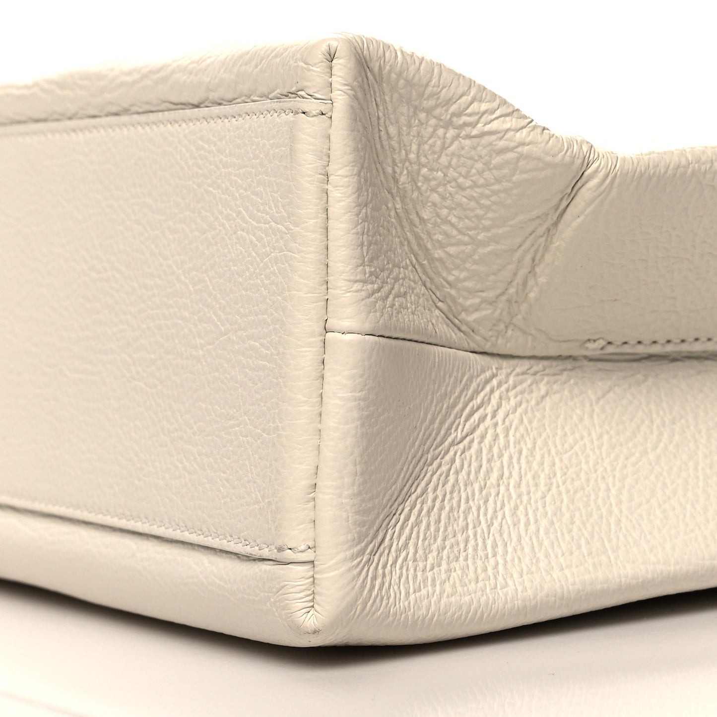 Calfskin Medium Logo North South Shopping Tote White
