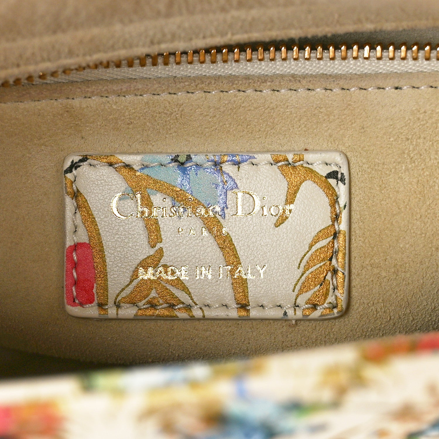 Christian Dior Calfskin Hibiscus Printed Embroidered My ABCDior Lady Dior Beige Multicolor 6 of 11