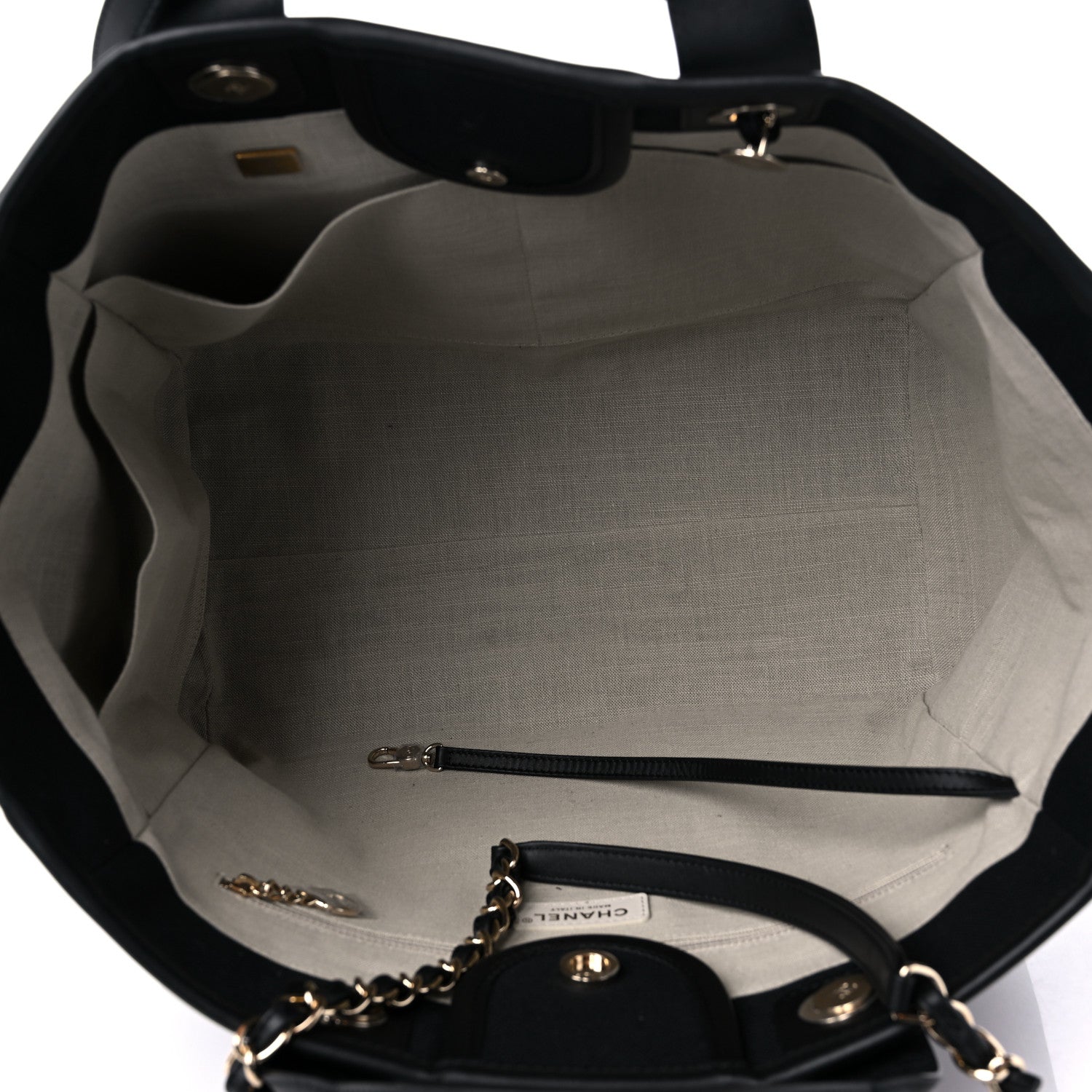 Chanel Cotton Medium Deauville Tote Black White 5 of 10