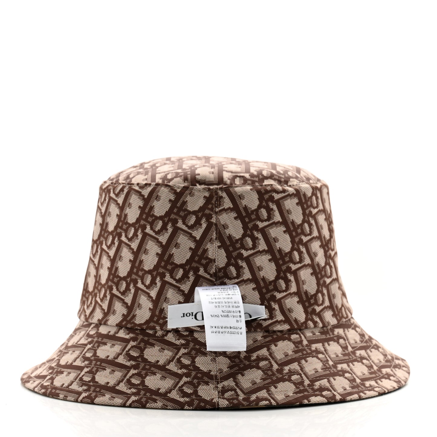 Polyester Cotton Gingham Oblique Reversible Bucket Hat 57 Beige