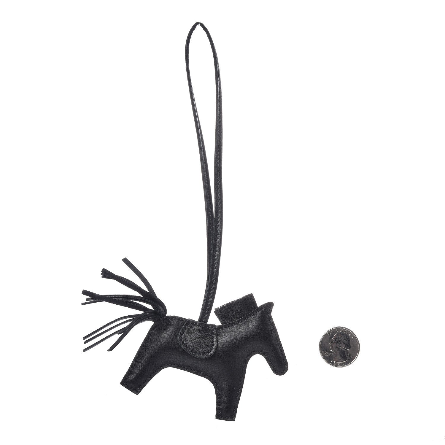 Hermes Milo Lambskin Grigri Rodeo Horse Bag Charm PM So Black 2 of 5