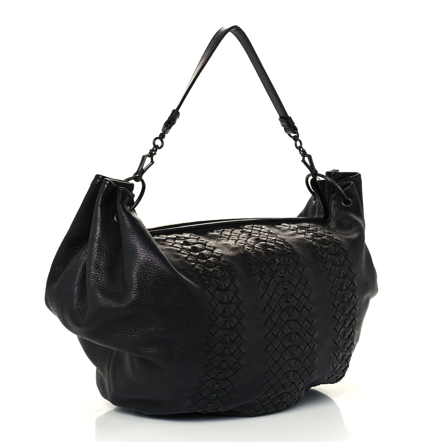 Cervo Deerskin Woven Hobo Black