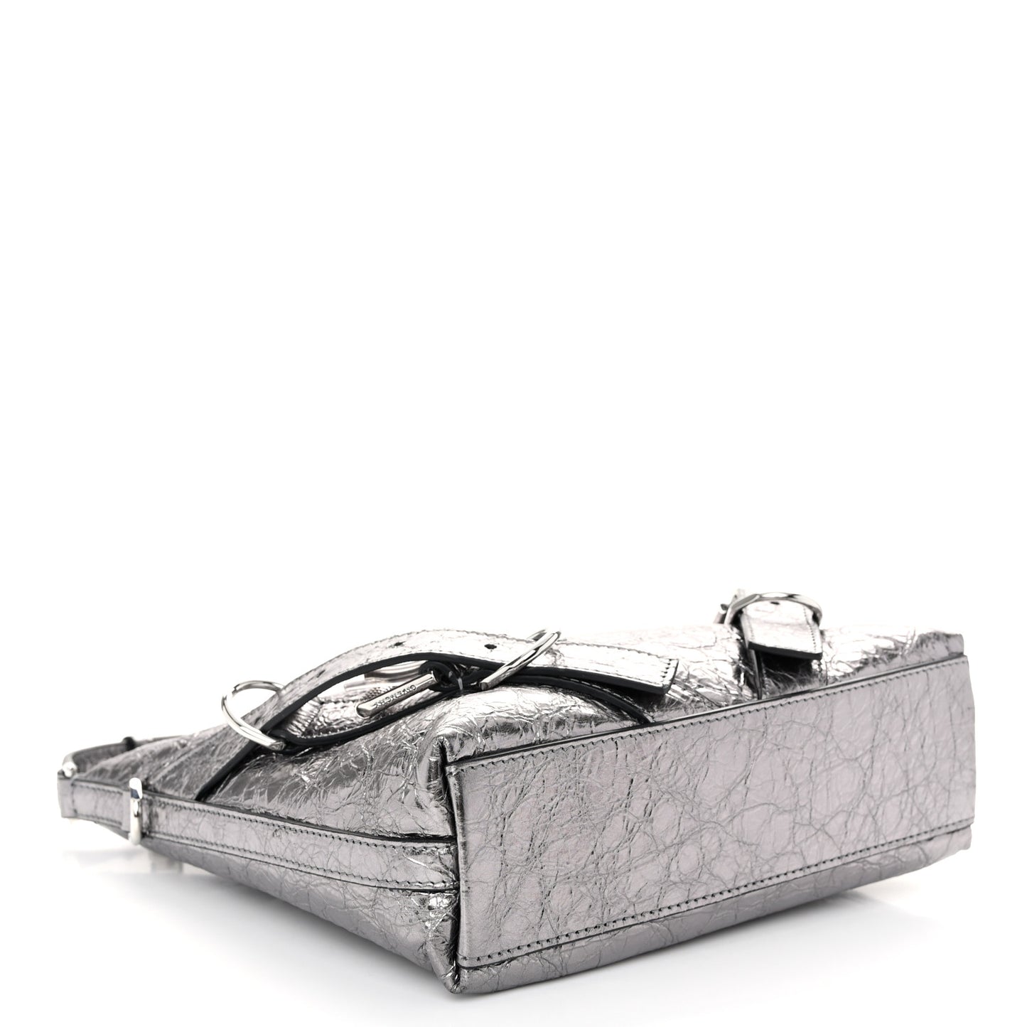Metallic Calfskin Small Voyou Bag Silver