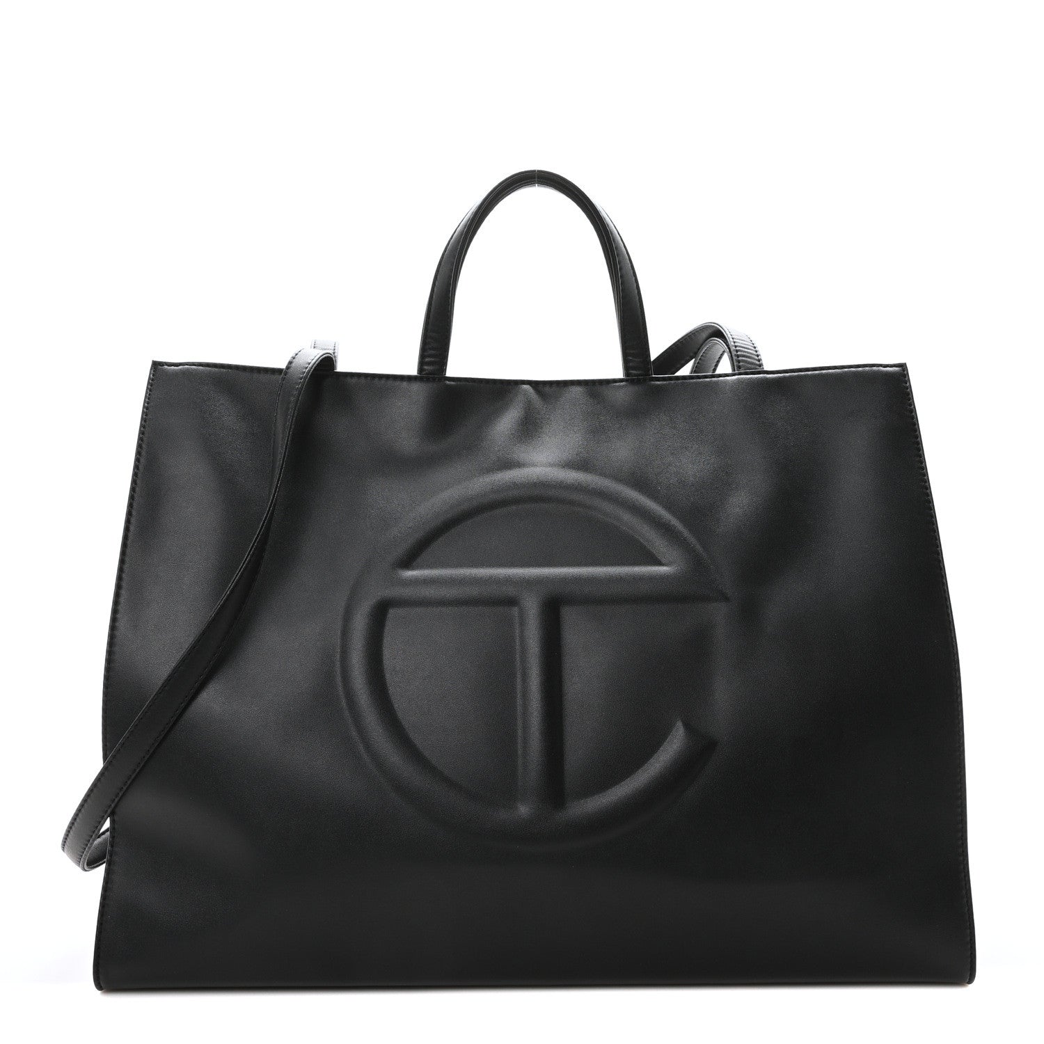 Telfar Vegan Leather Large Shopping Bag Black 1657557 – FASHIONPHILE