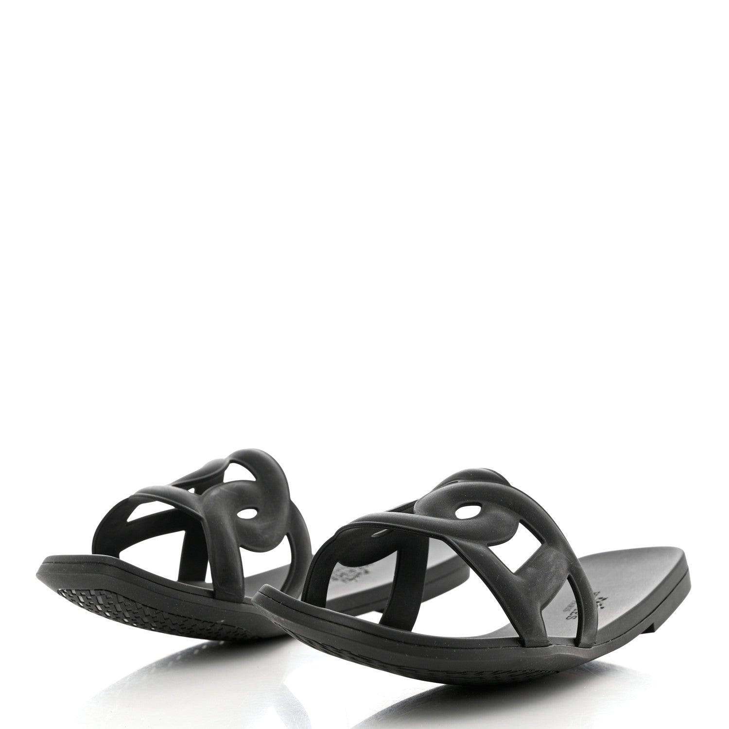 Hermes Rubber Aloha Sandals 38 Black 3 of 9