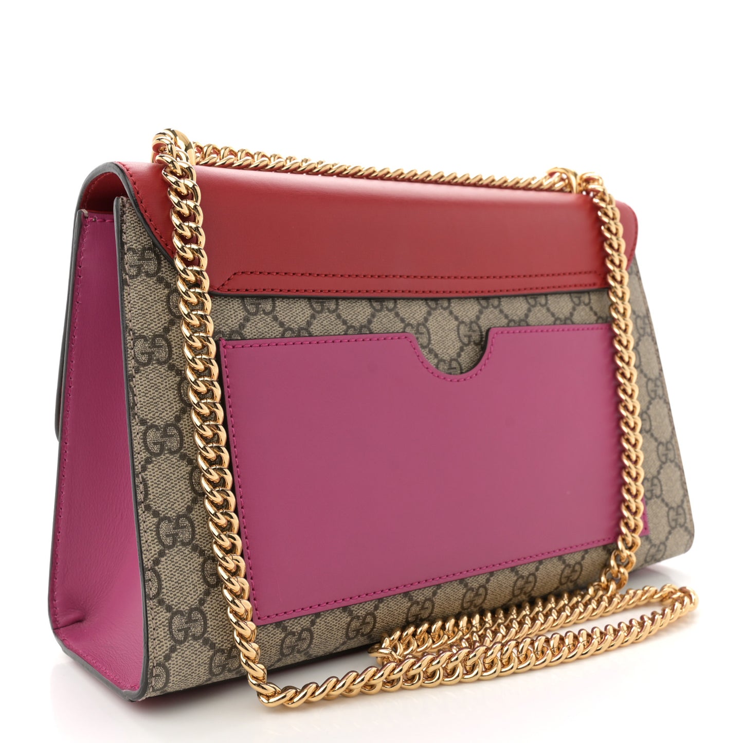 GG Supreme Monogram Calfskin Medium Padlock Shoulder Bag Beige Hibiscus Red New Rosette