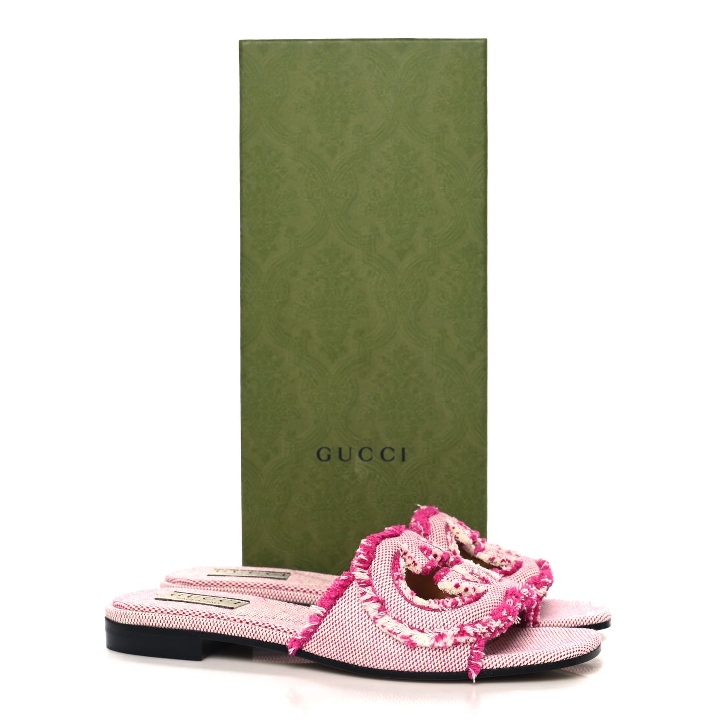 Canvas Interlocking G Cut Out Slide Sandals Princess 37 Fuxia