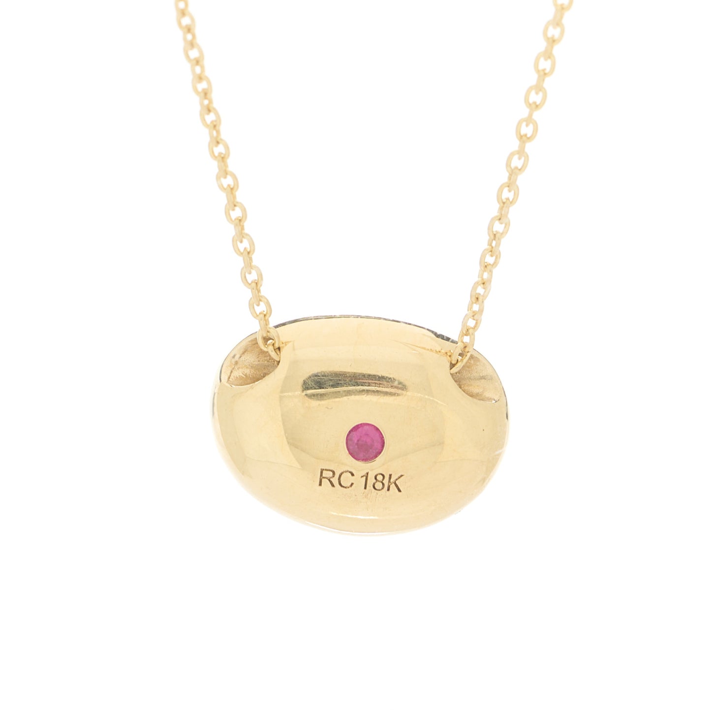 18K Yellow Gold Diamond Bean Pendant Necklace
