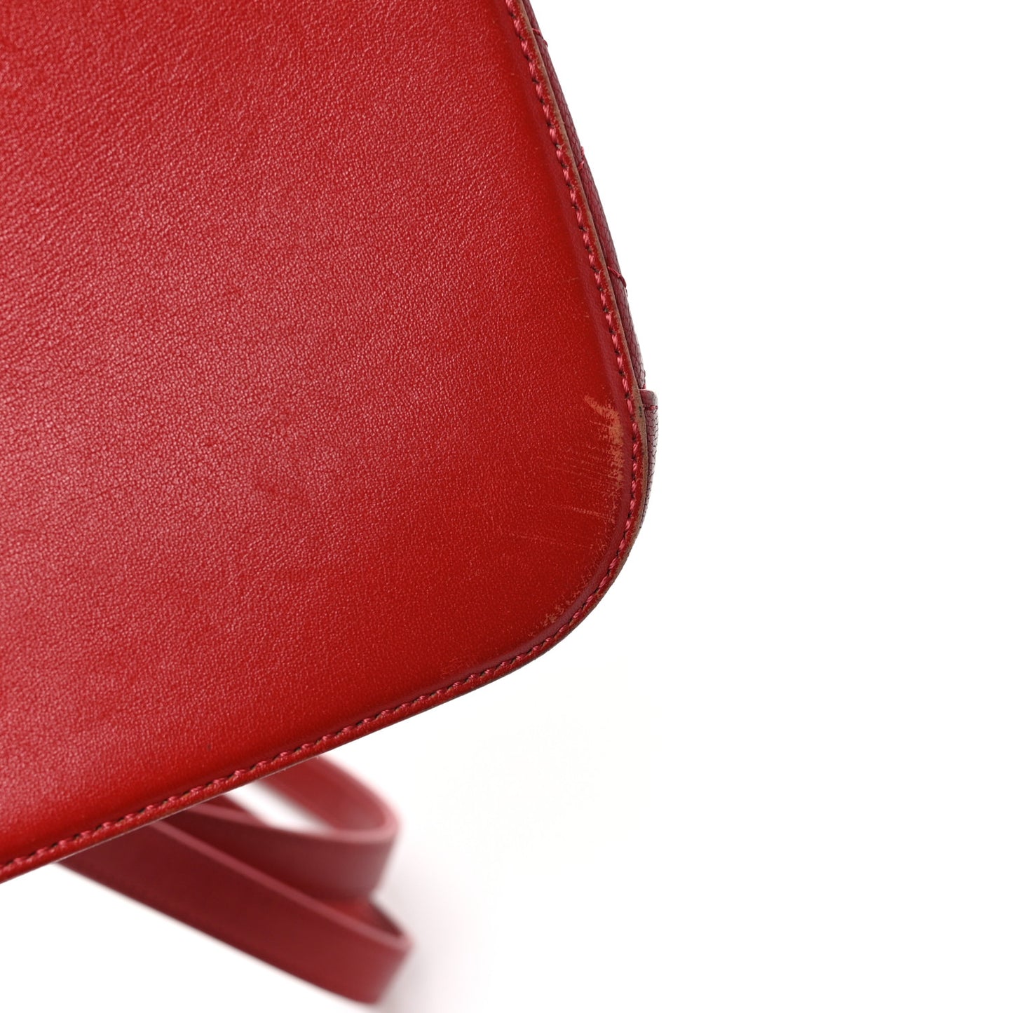 Shiny Calfskin Goatskin Quilted Small Coco Curve Vanity Red
