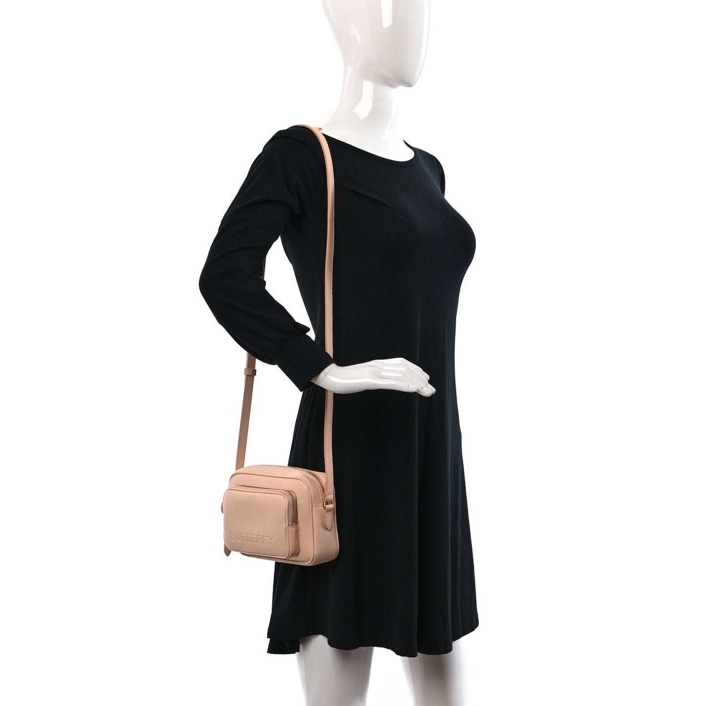 Grained Calfskin Small Camera Bag Peach Pink