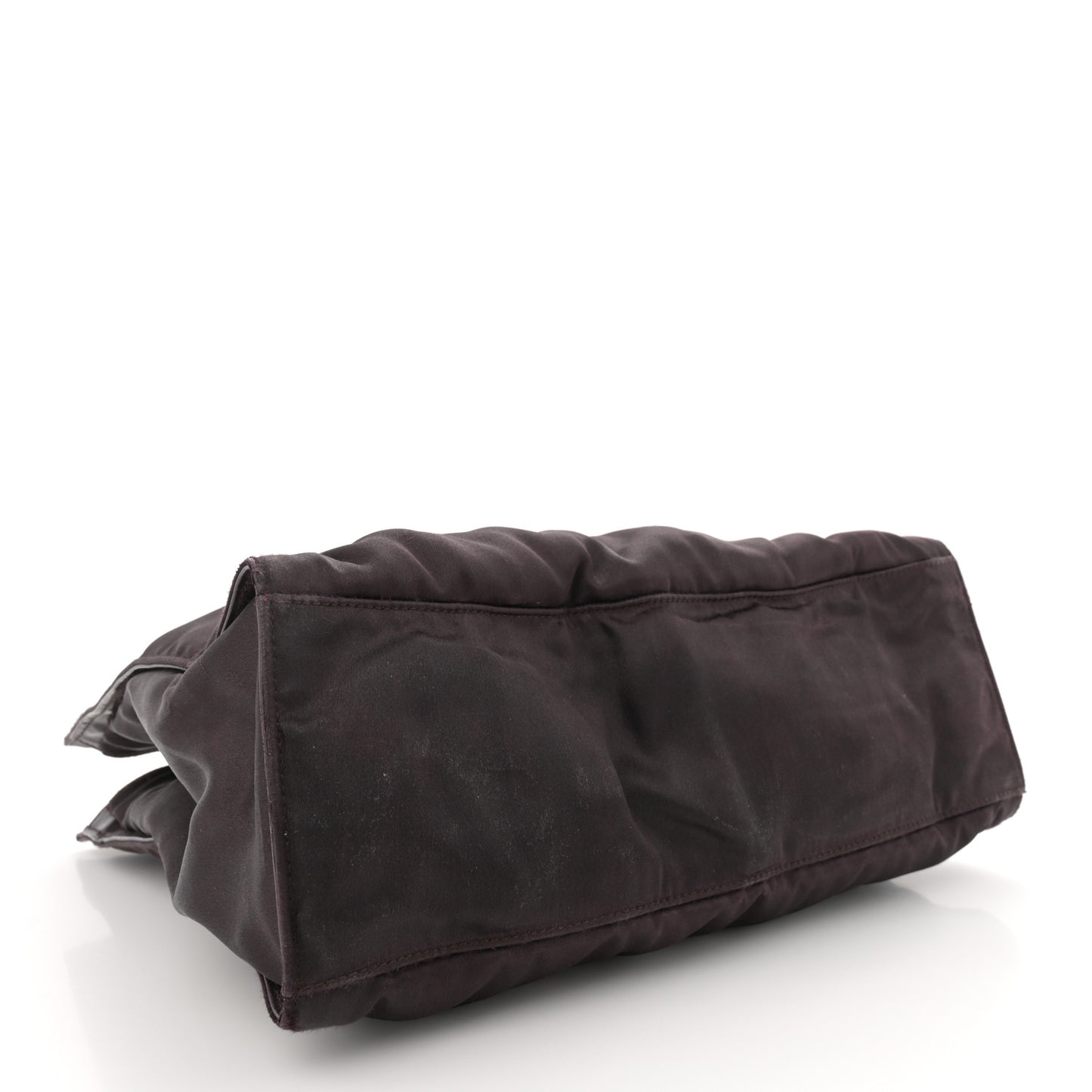 Satin Bamboo Handle Bag Brown