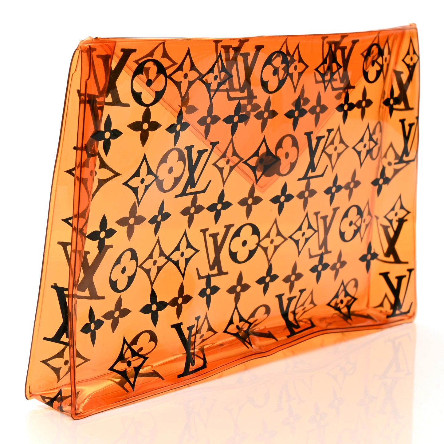 PVC Monogram Printed Envelope Pouch Orange