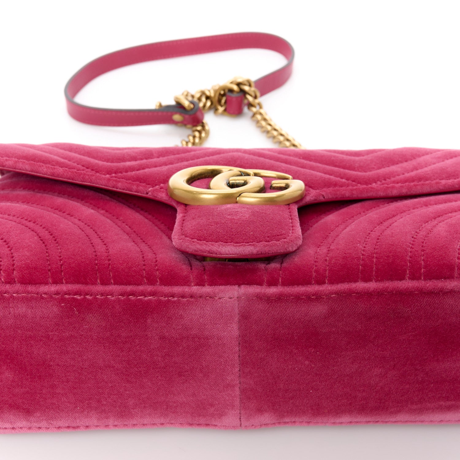 Gucci Velvet Matelasse Small GG Marmont Shoulder Bag Light Raspberry Rose 12 of 12