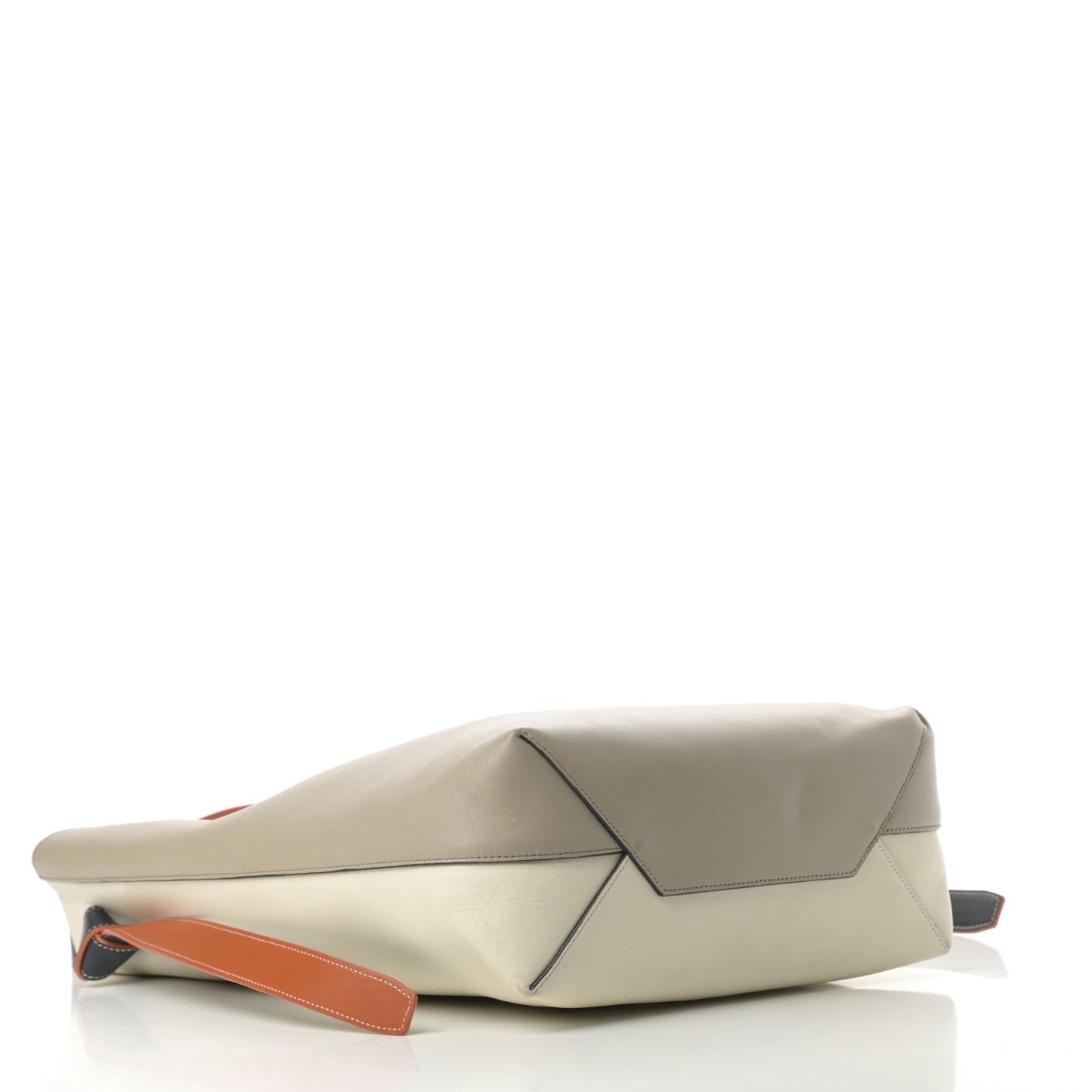 Shiny Smooth Calfskin Small Twisted Cabas Beige White