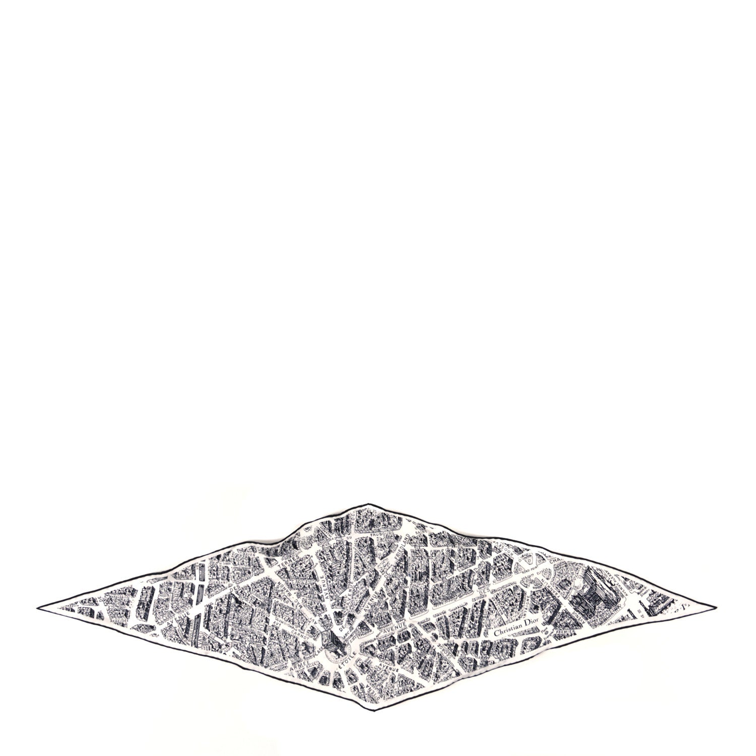 Christian Dior Silk Plan De Paris Print Diamond Scarf White