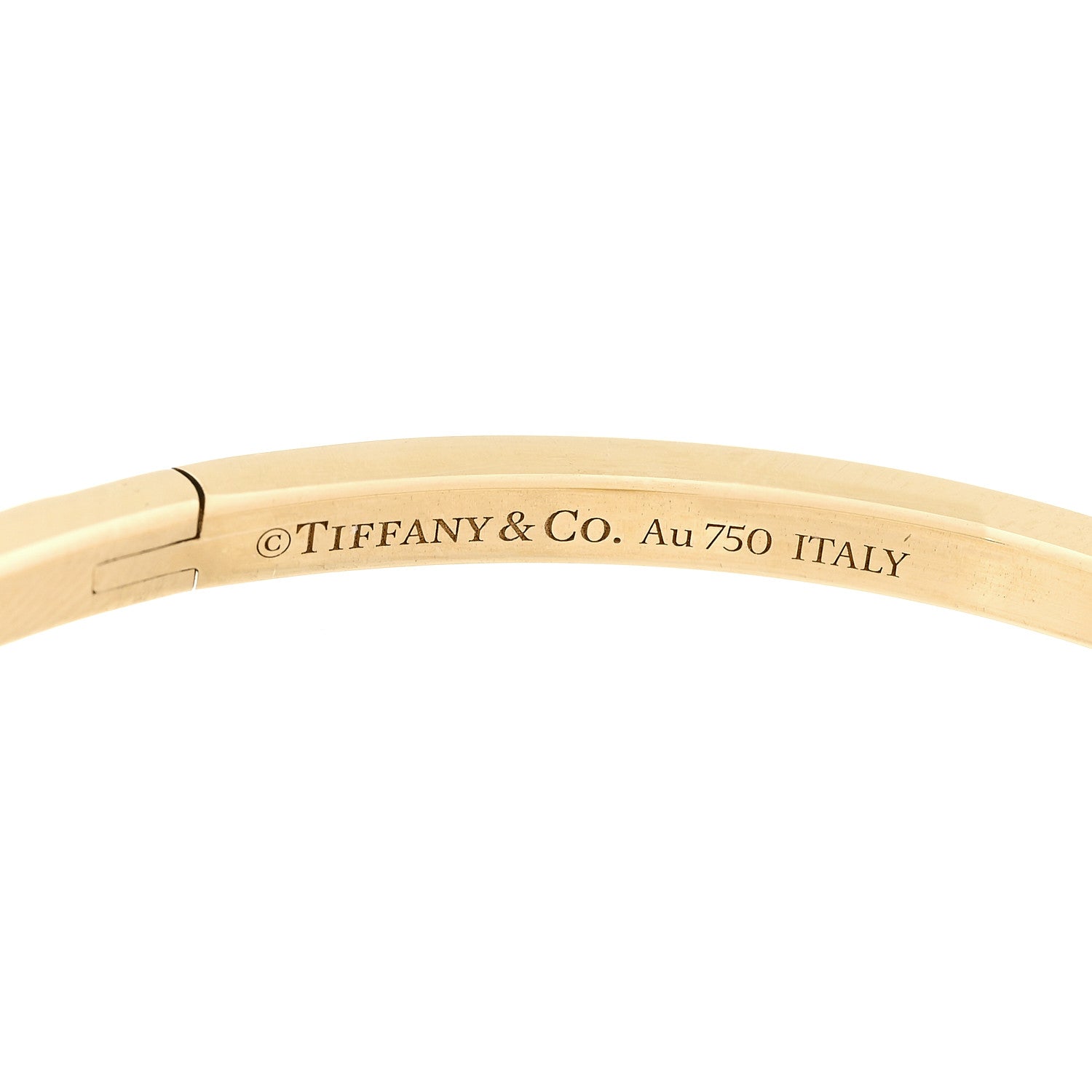 Tiffany 18K Yellow Gold Narrow T T1 Hinged Bangle Bracelet 4 of 5