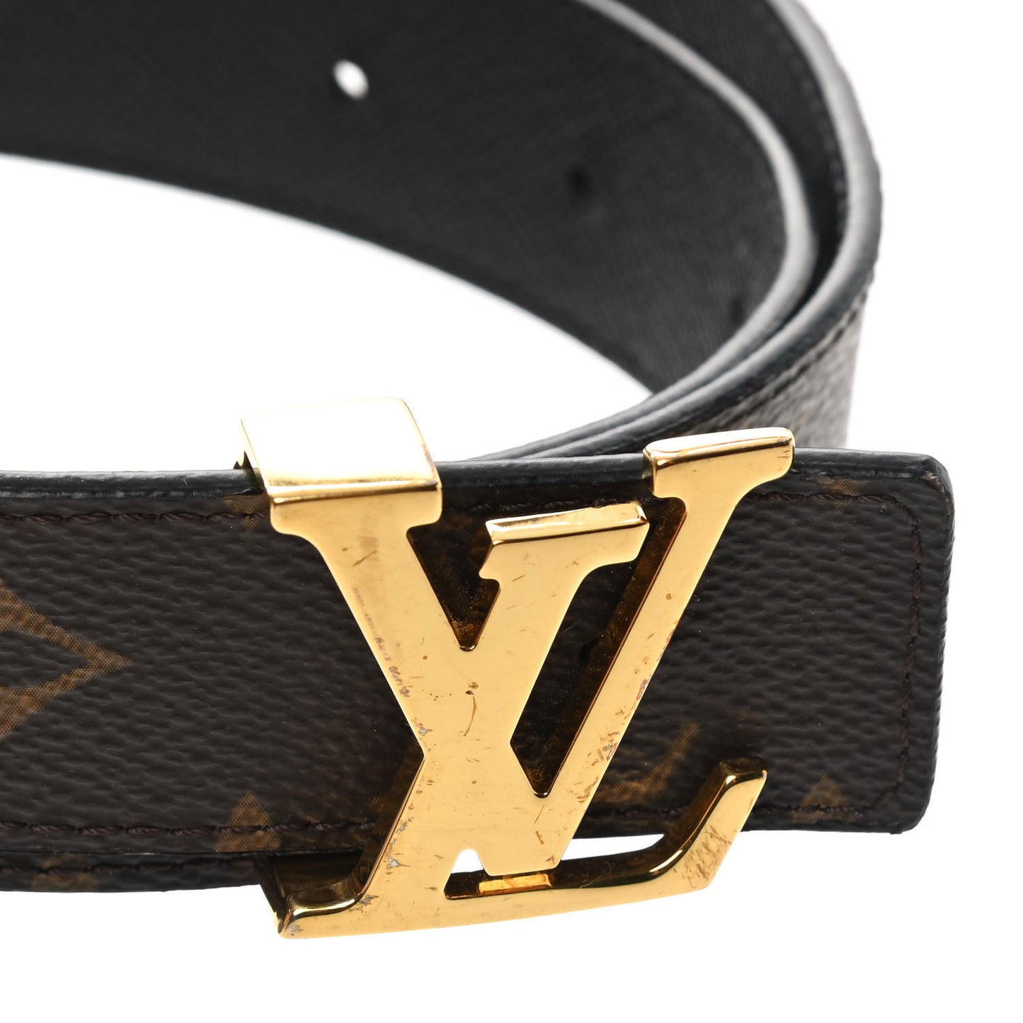 Calfskin Monogram 30mm LV Initiales Reversible Belt 75 30 Black