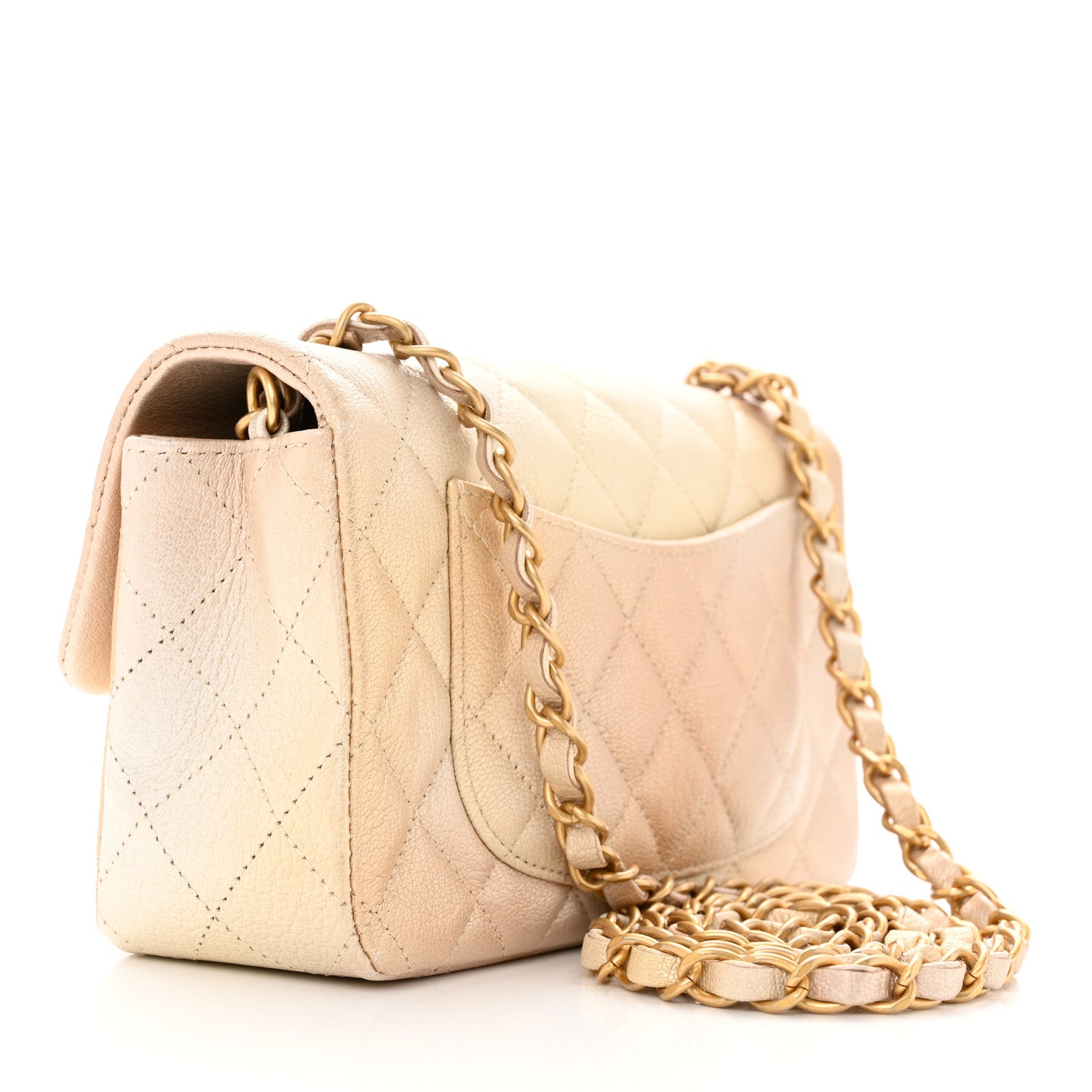 Chanel Metallic Goatskin Quilted Mini Rectangular Flap Gold 3 of 11