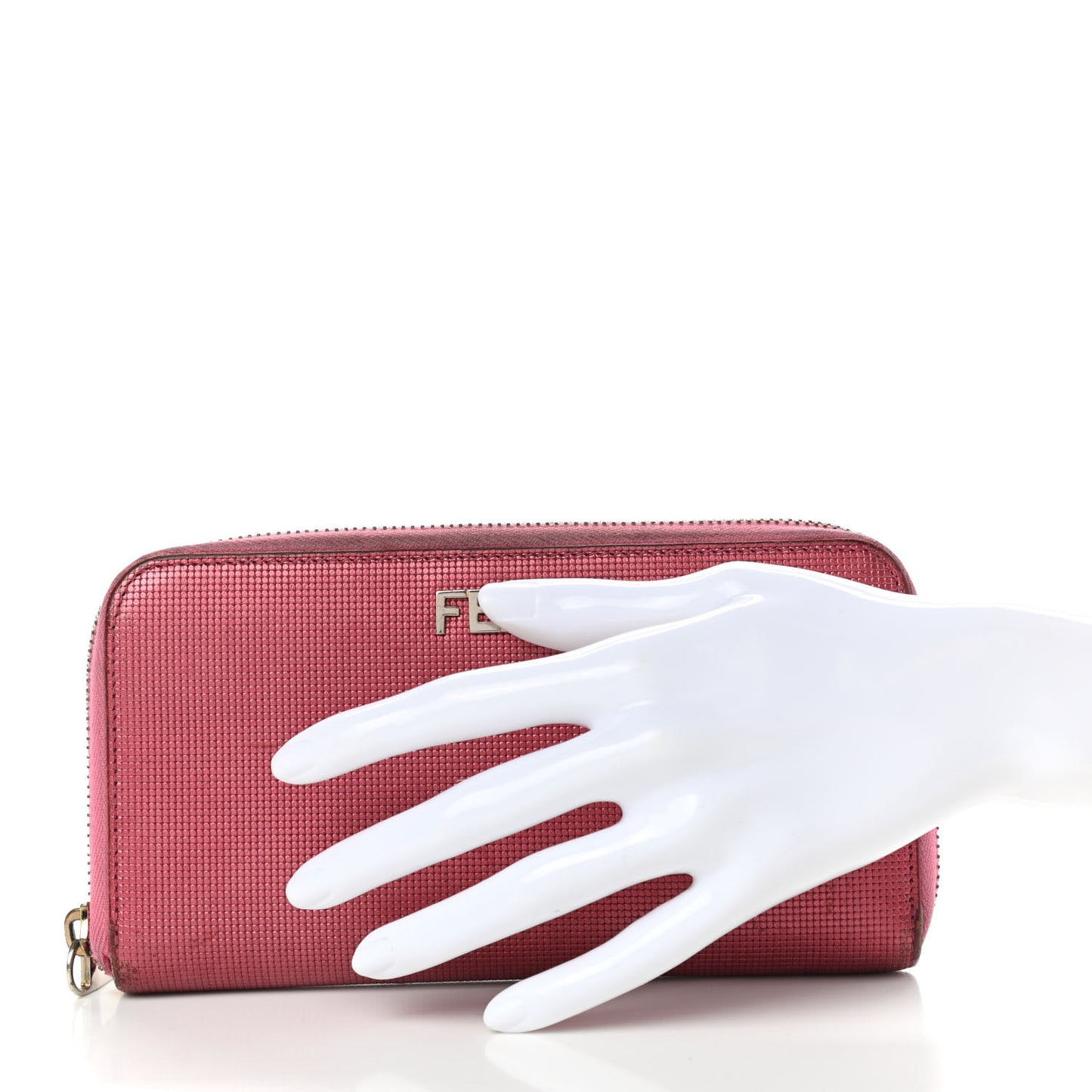 Vitello Birkin Logo Zip Around Wallet Rosa