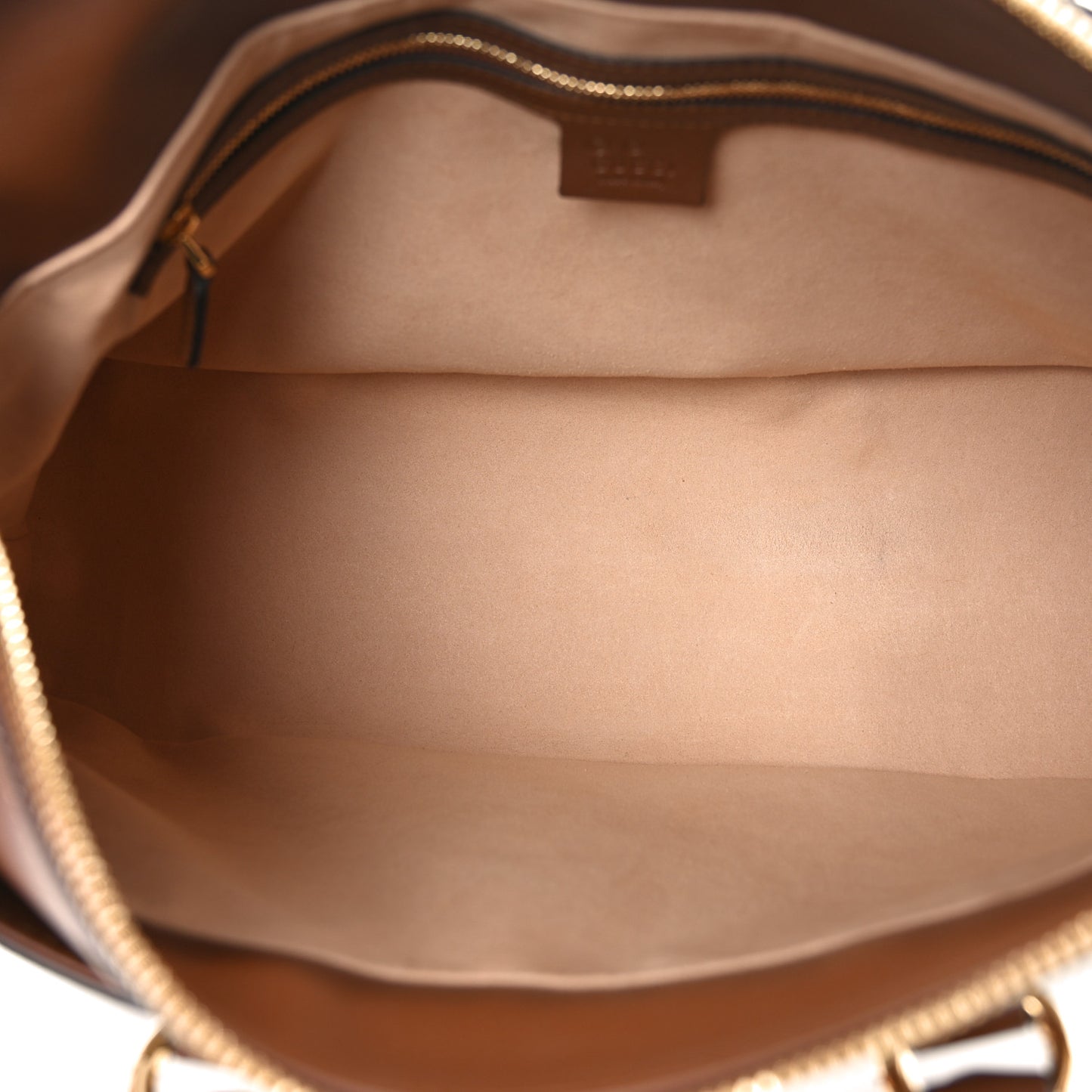 GG Supreme Monogram Large Zip Top Tote Beige Tuscany