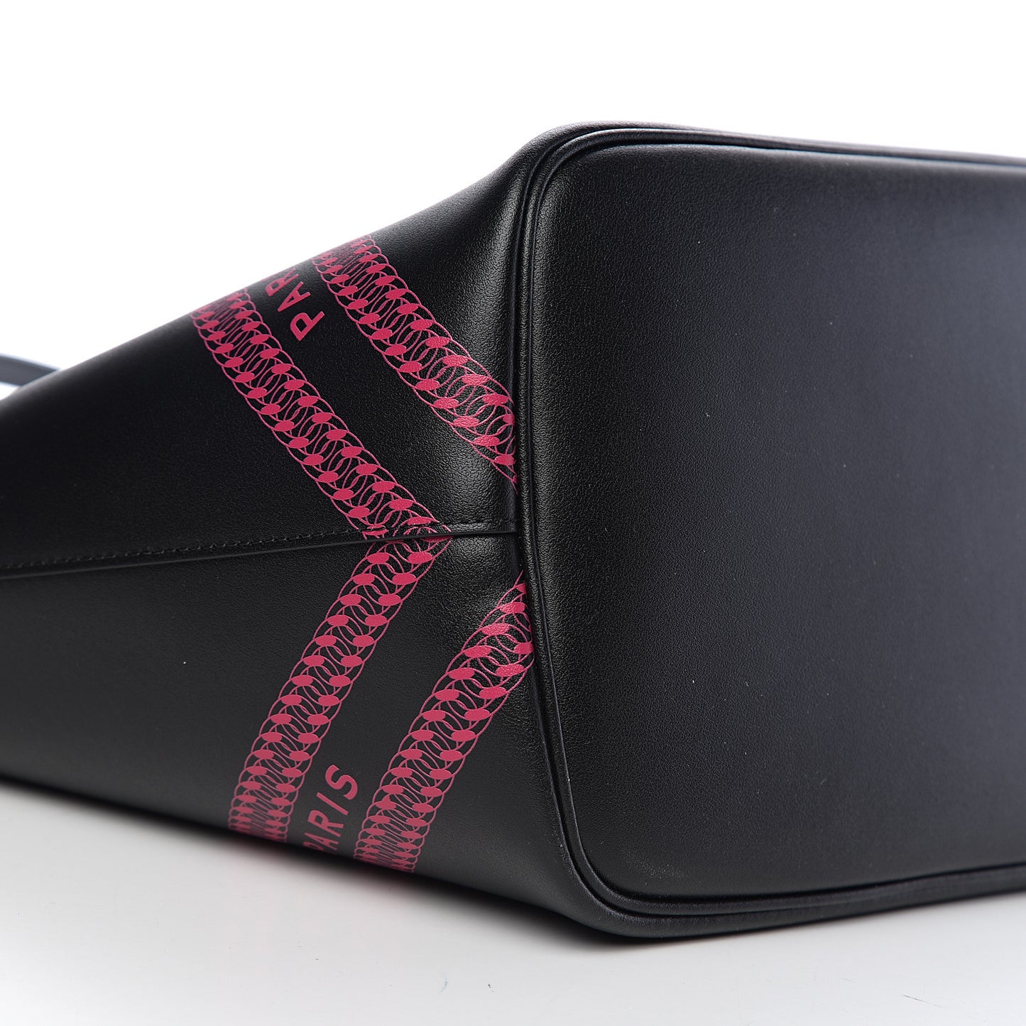 Smooth Calfskin Logo Chain Wing Shopper Tote Black Pink