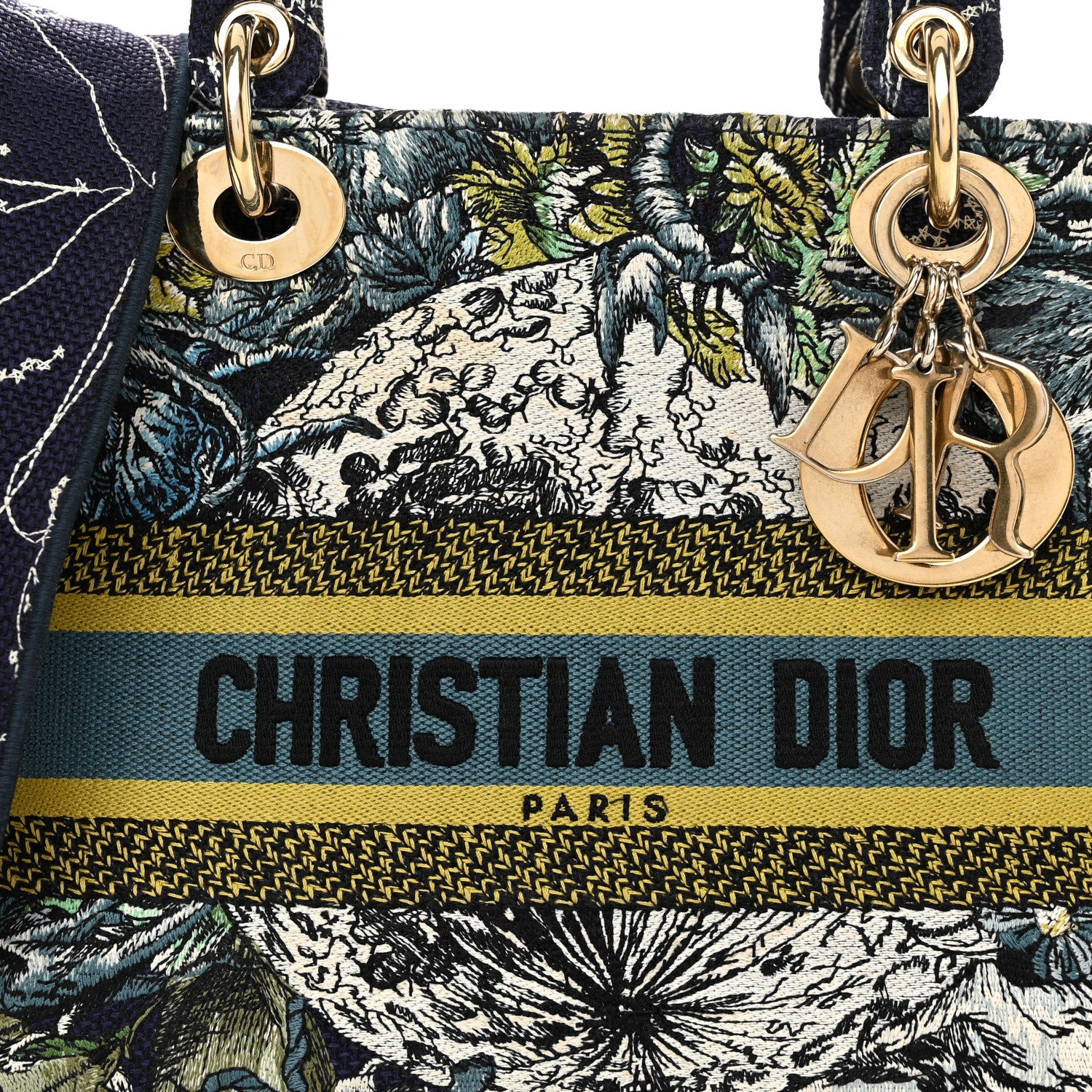 Christian Dior Canvas Embroidered Zodiac Medium Lady D-Lite Blue Multicolor 8 of 12