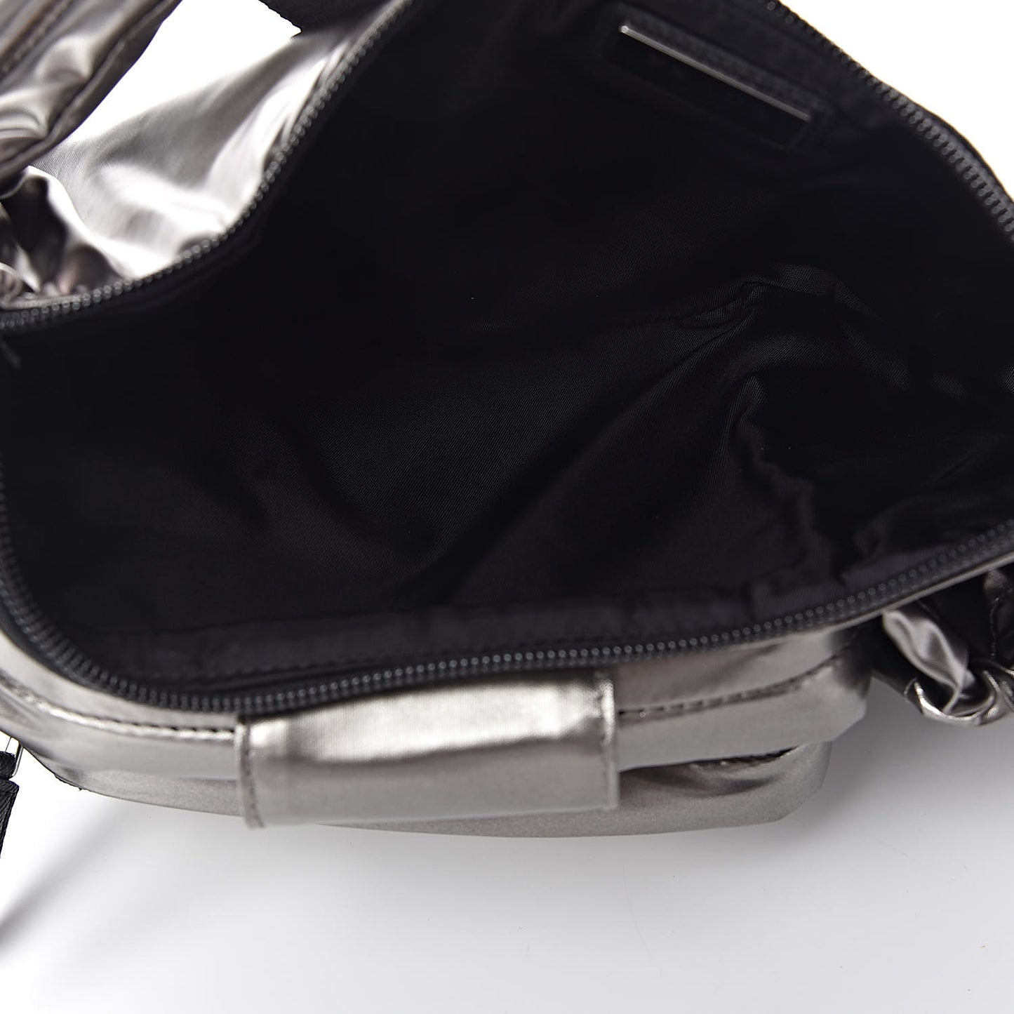 Metallic Tessuto Nylon Metal Triple Pocket Belt Bag Ferro