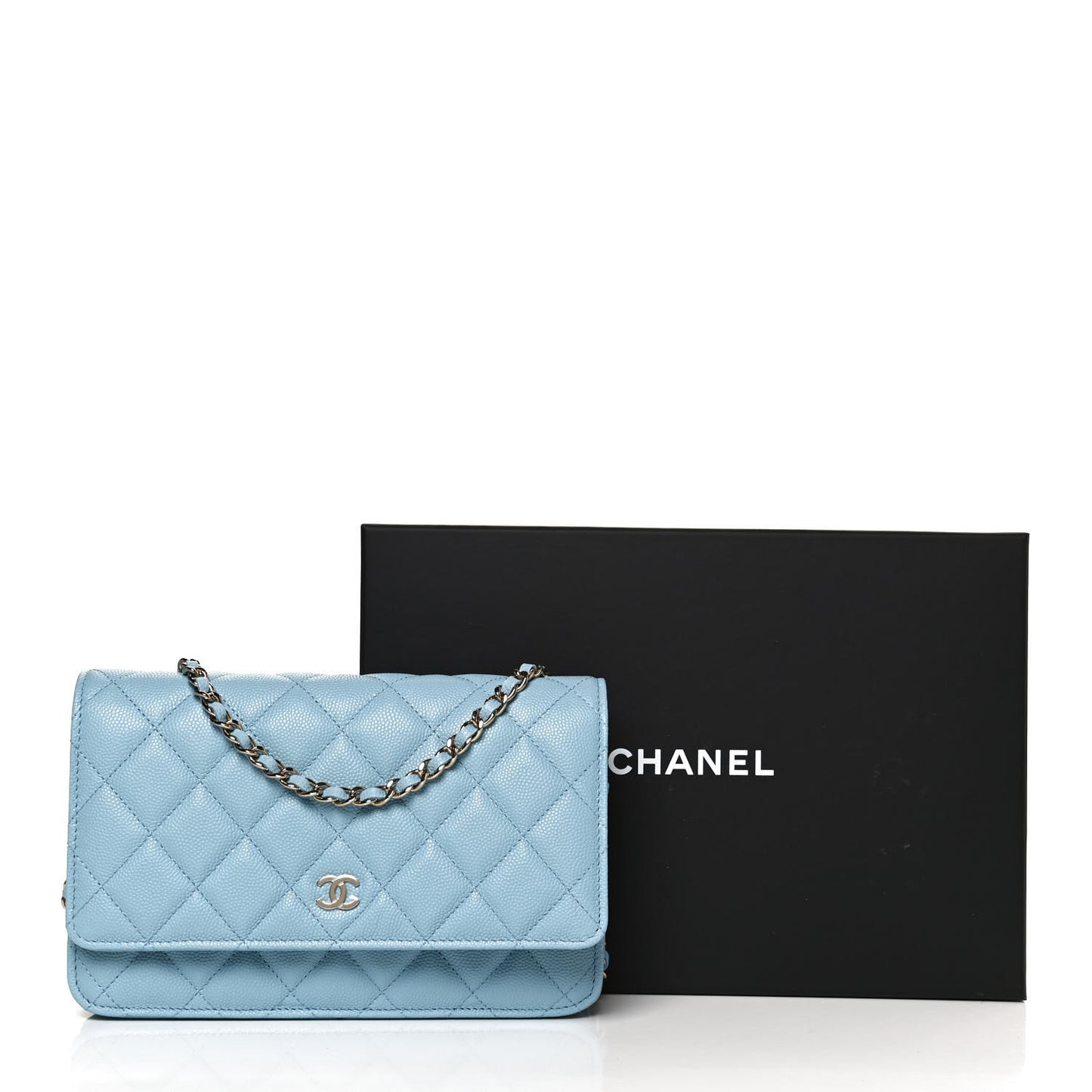 Caviar Quilted Wallet On Chain WOC Blue