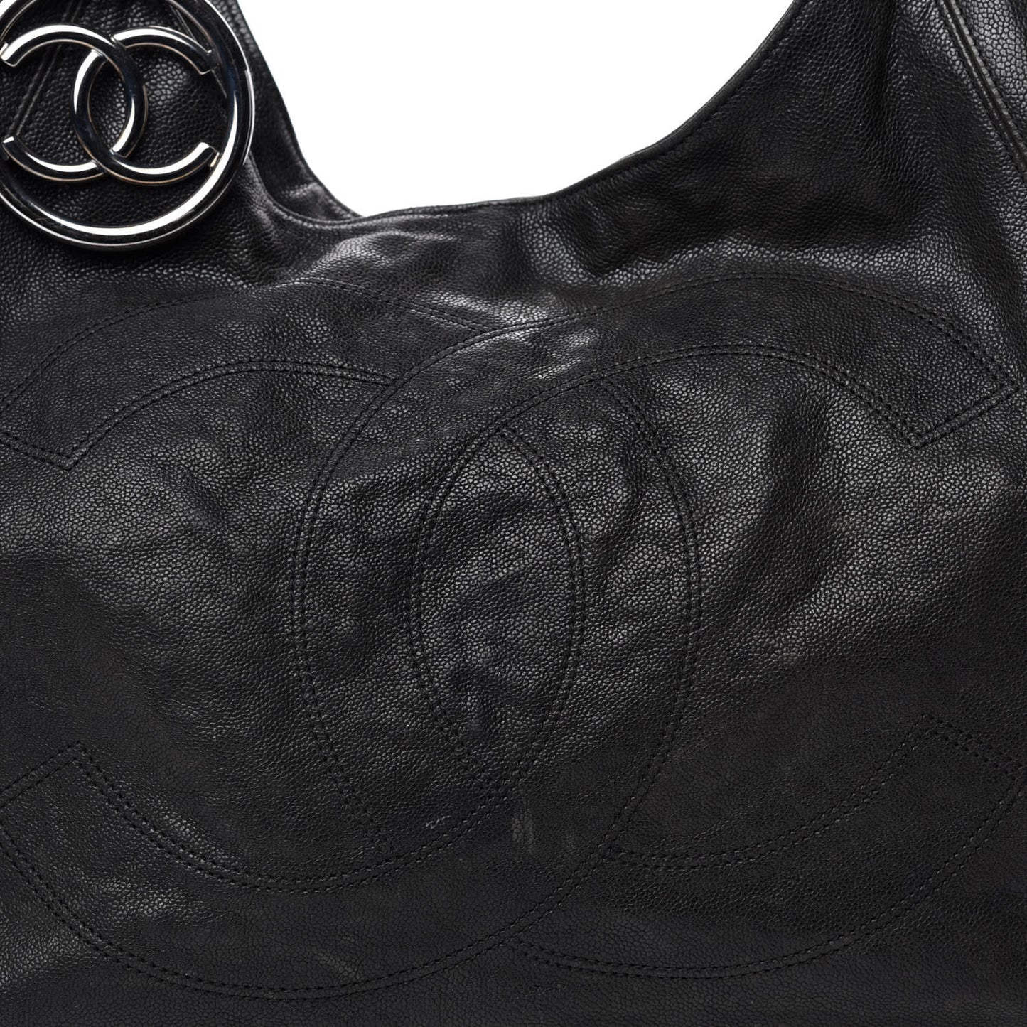 Distressed Caviar XL Coco Cabas Black