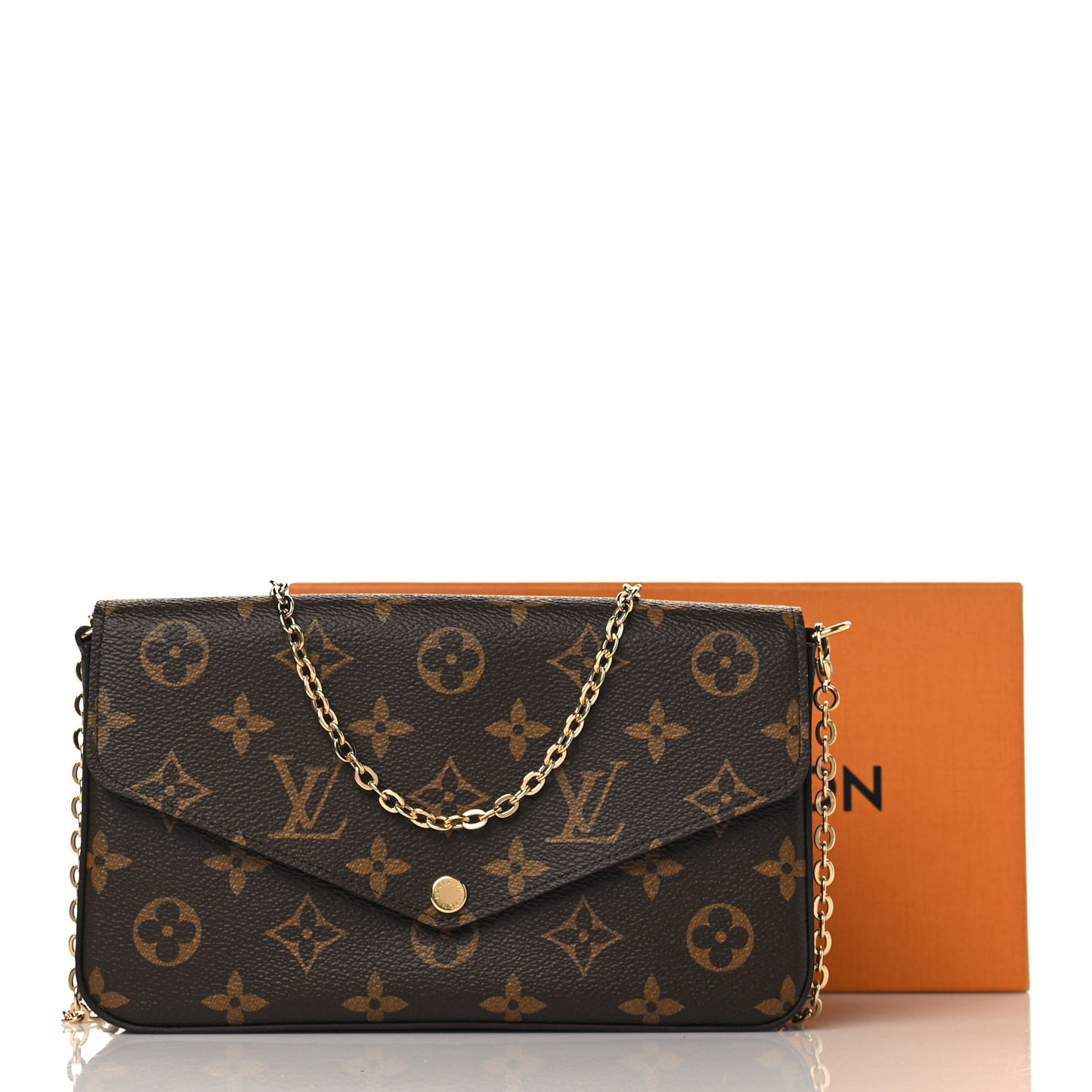 Monogram Pochette Felicie Chain Wallet Fuchsia