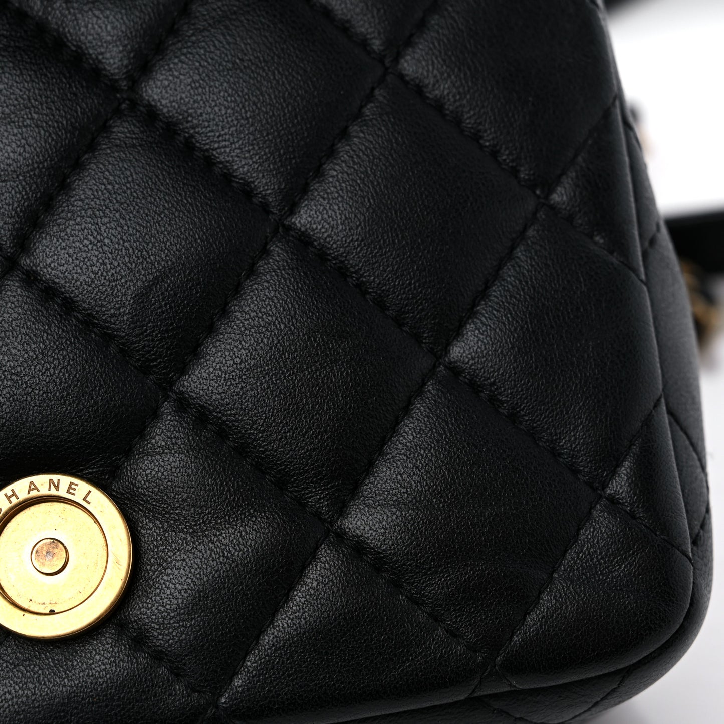 Lambskin Quilted Crystal CC Mini Flap Black