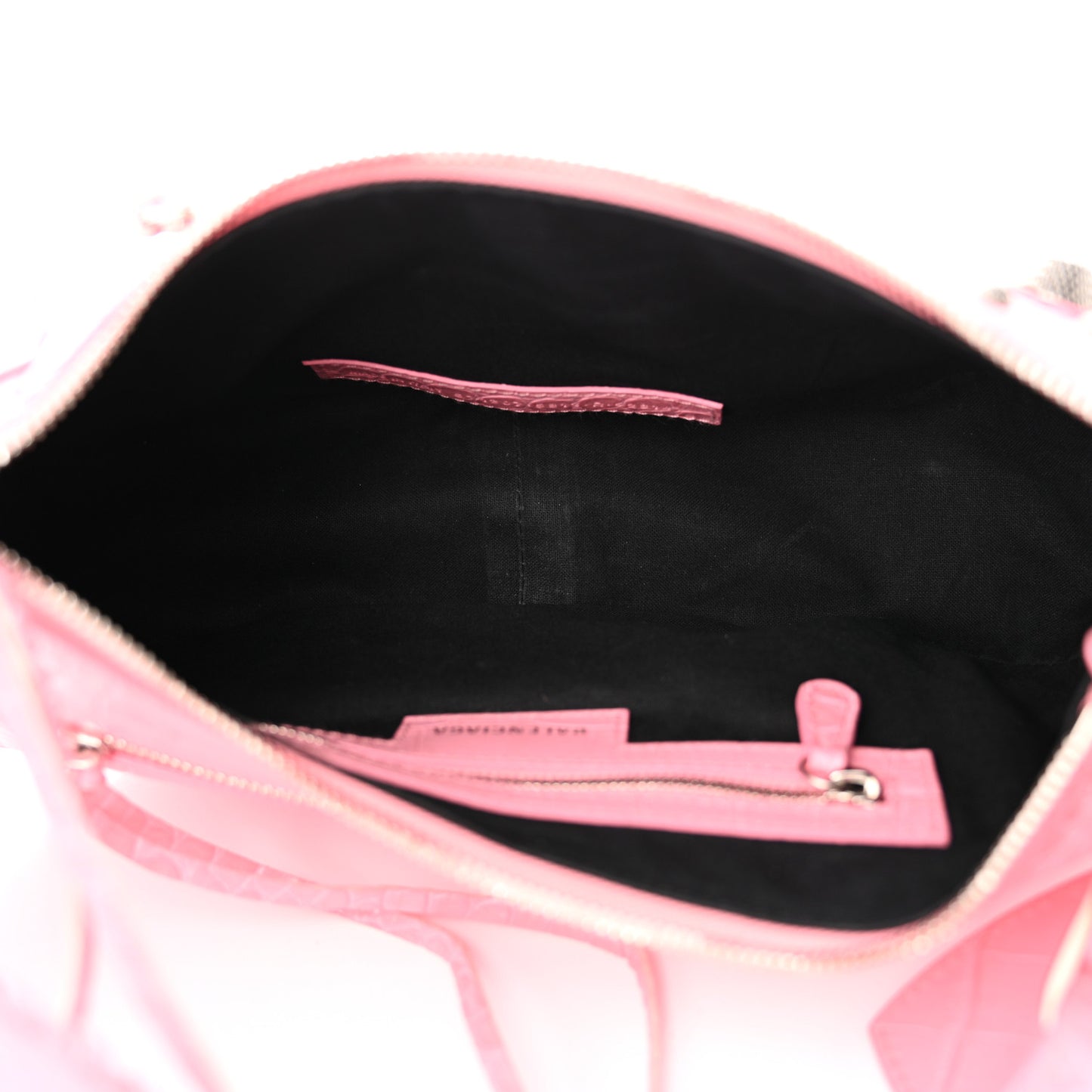 Extra Supple Calfskin Crocodile Embossed Small Le Cagole Shoulder Bag Sweet Pink