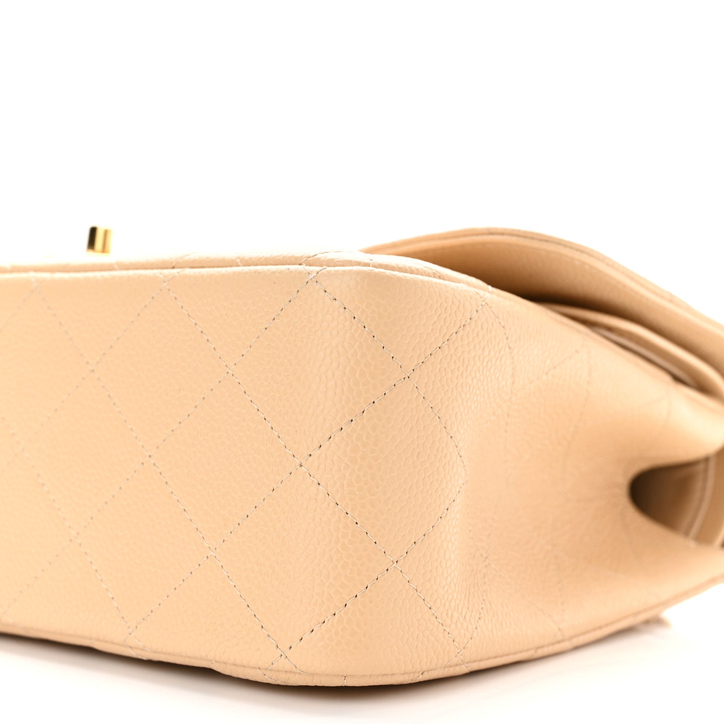 Caviar Quilted Jumbo Double Flap Light Beige