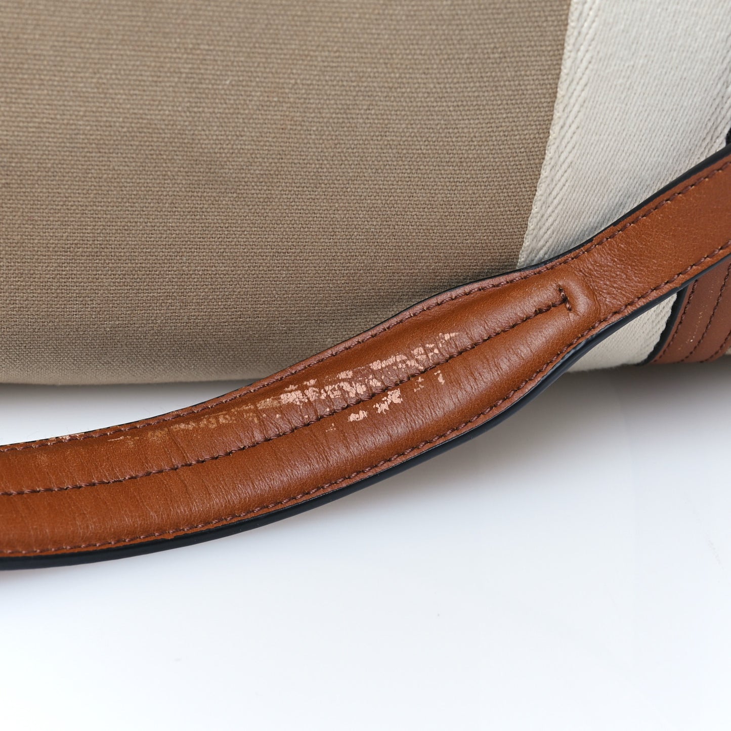Cotton Calfskin Diaper Bag White Brown