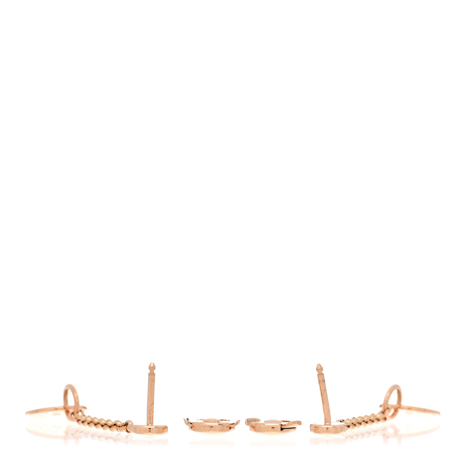 Hermes 18K Rose Gold Diamond Gambade Clou de Selle Earrings 3 of 4