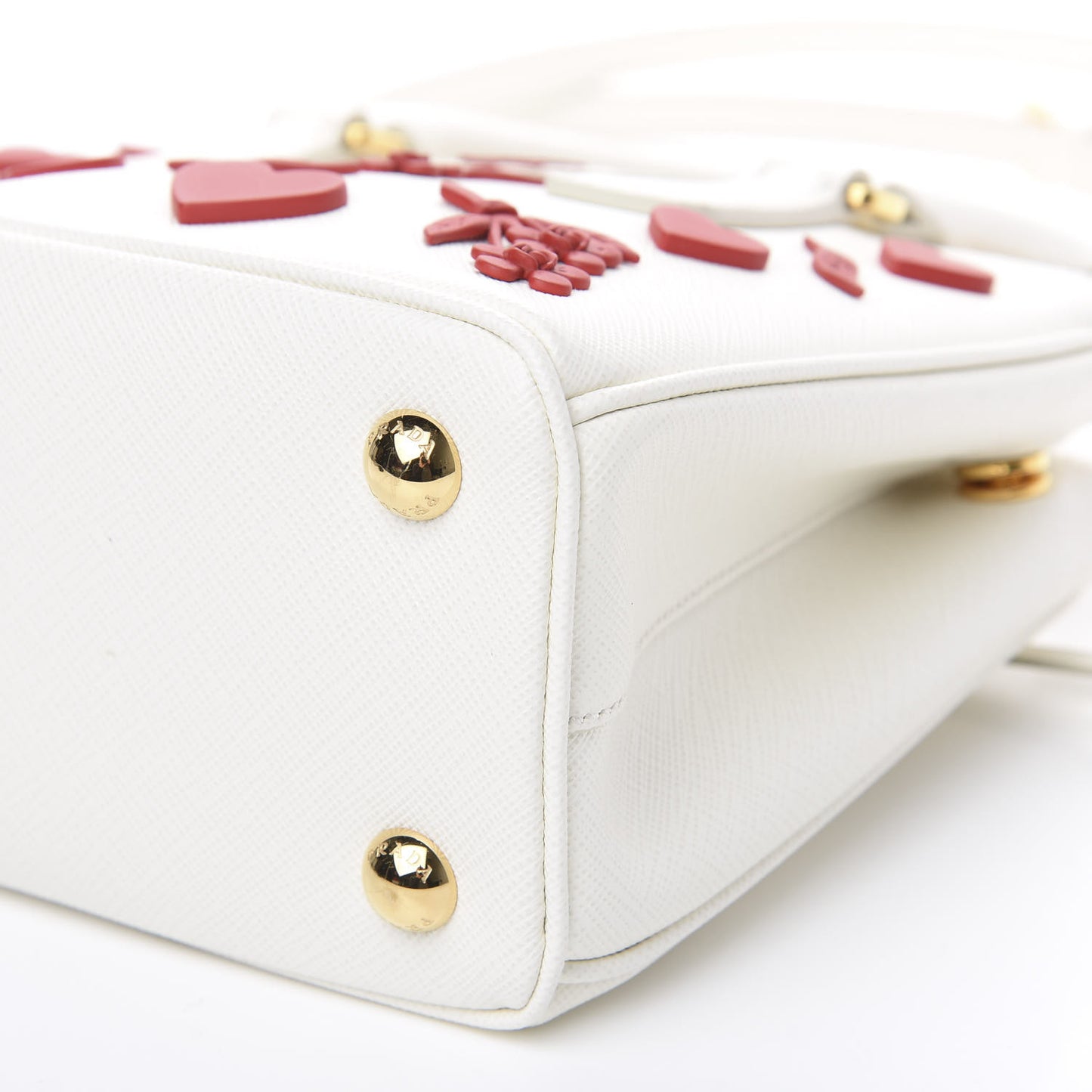 Saffiano Micro Galleria Double Zip Qixi Tote White Fuoco